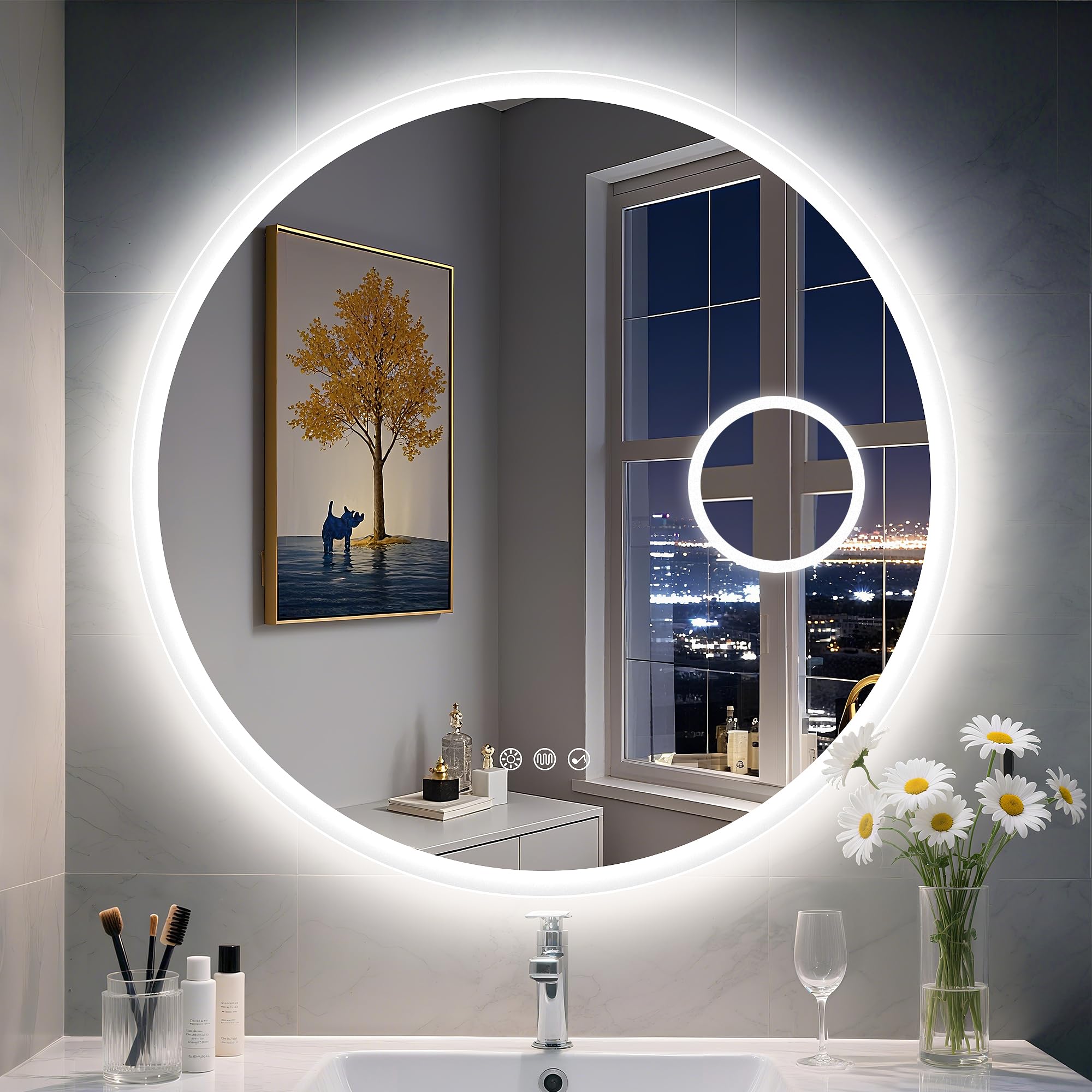 S'bagno Specchio Bagno Rotondo con Luce LED 80cm