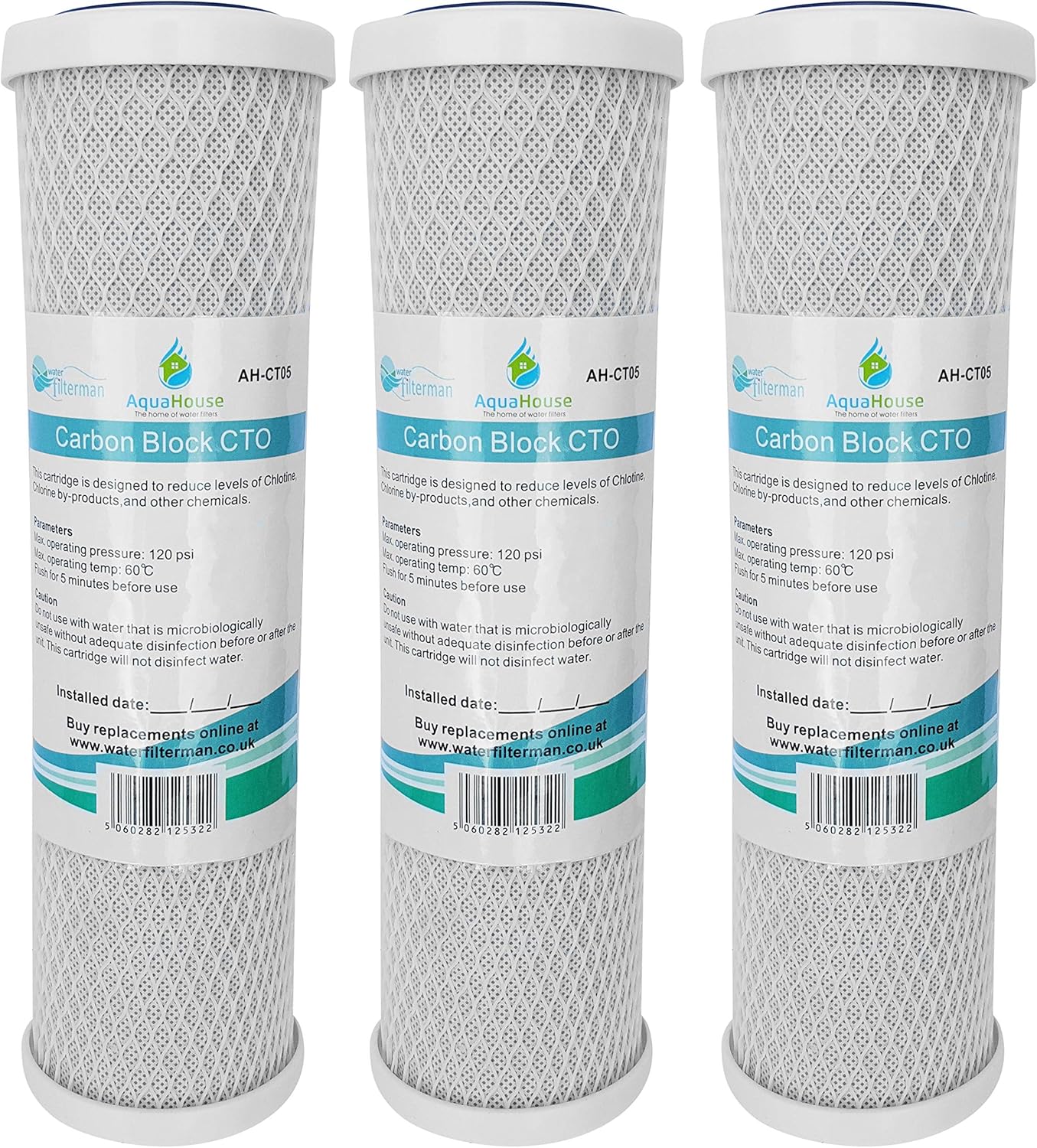 3x AquaHouse AH-CTO5 - Filtro Acqua Carbon Block 10" - immagine 1