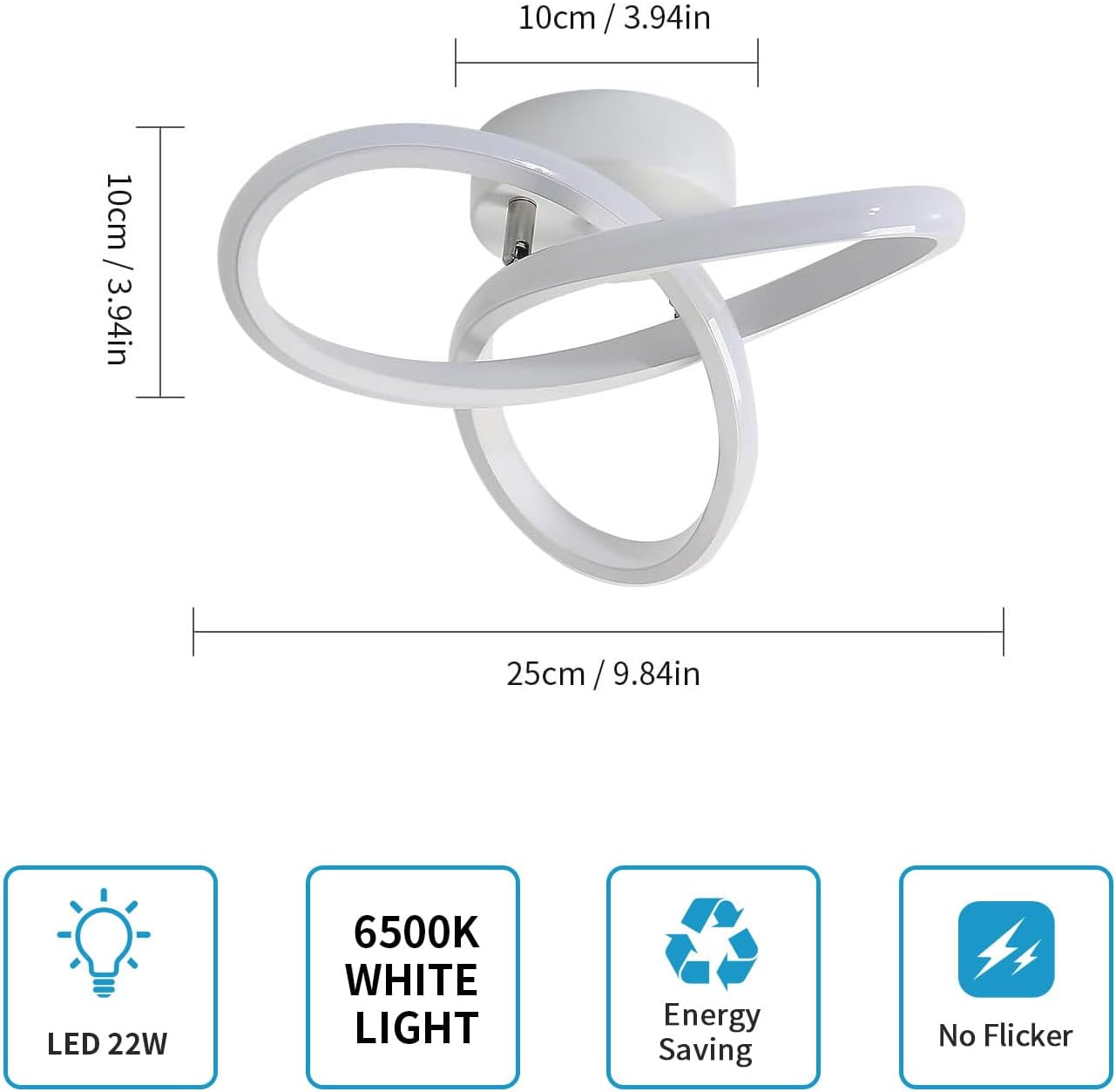 Osairous Plafoniera LED Soffitto Moderna 22W 2475LM (2 pz) - immagine 4