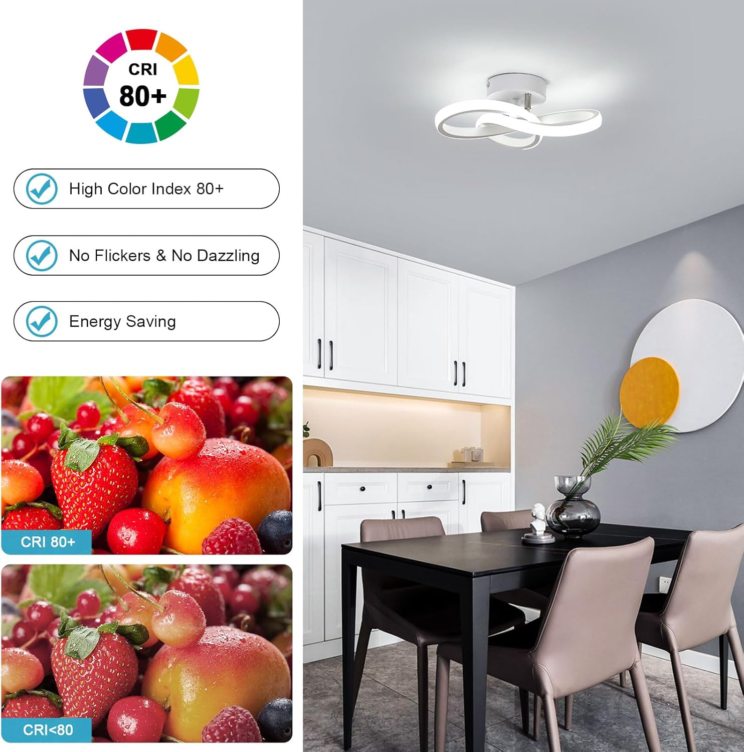 Osairous Plafoniera LED Soffitto Moderna 22W 2475LM (2 pz) - immagine 6