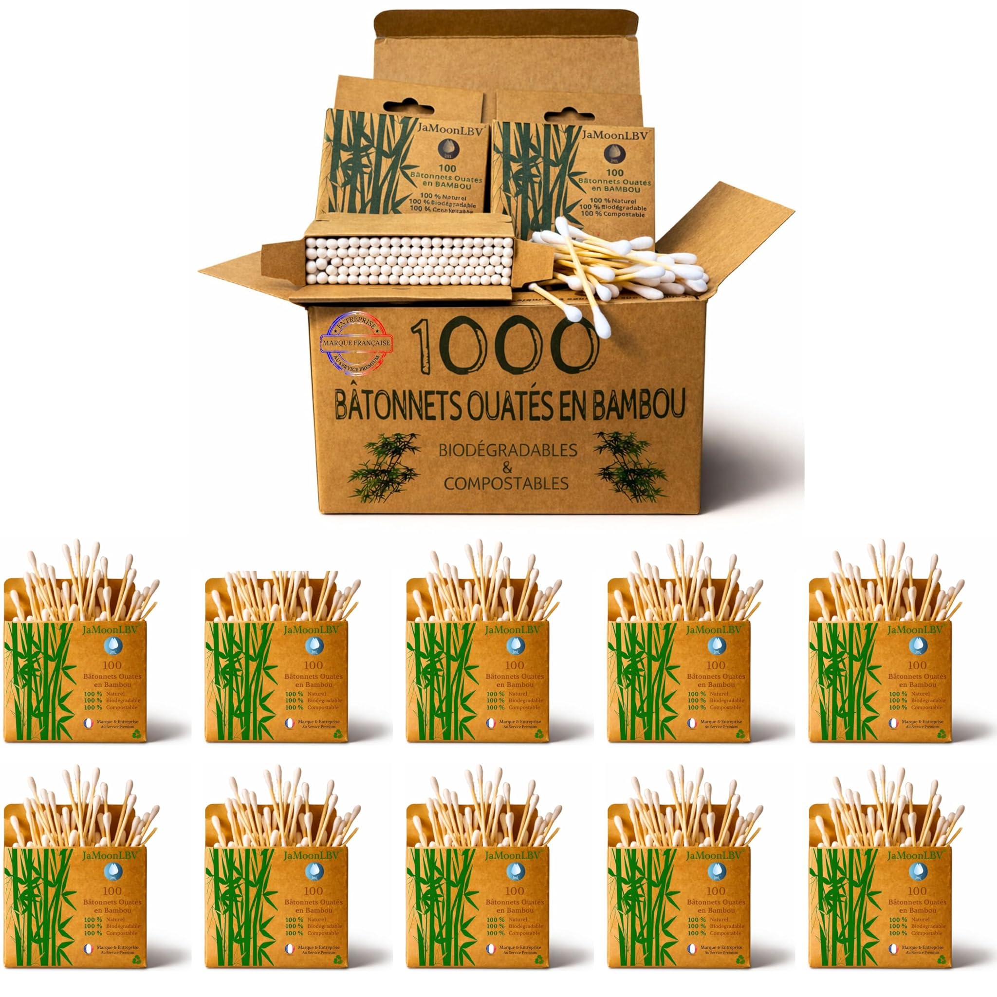 Jamoonlbv Jml® Cotton Fioc Bambù - 1000 Bastoncini