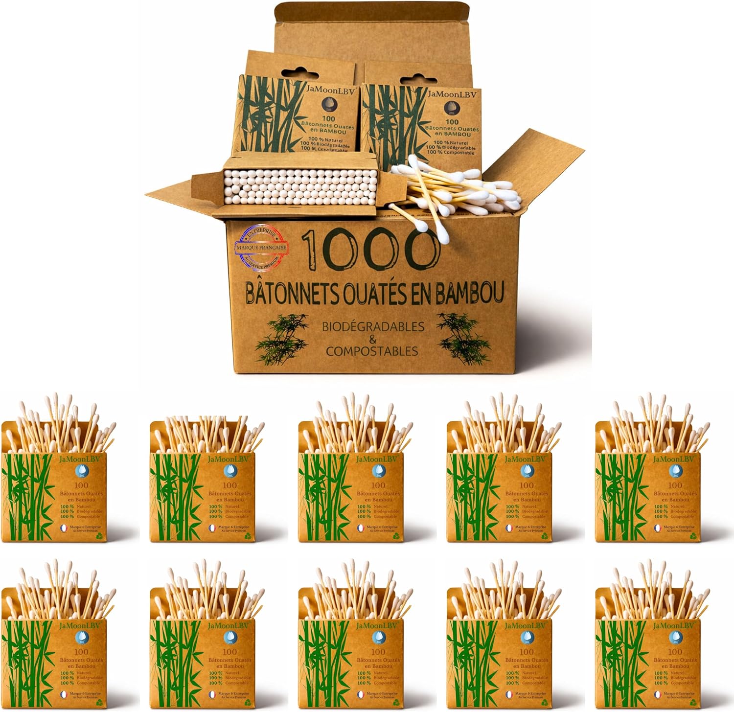 Jamoonlbv Jml® Cotton Fioc Bambù - 1000 Bastoncini - immagine 1