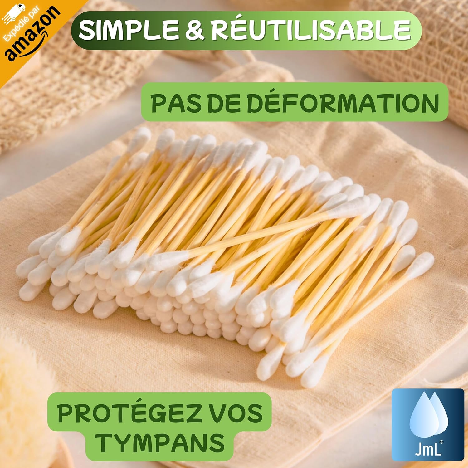 Jamoonlbv Jml® Cotton Fioc Bambù - 1000 Bastoncini - immagine 3