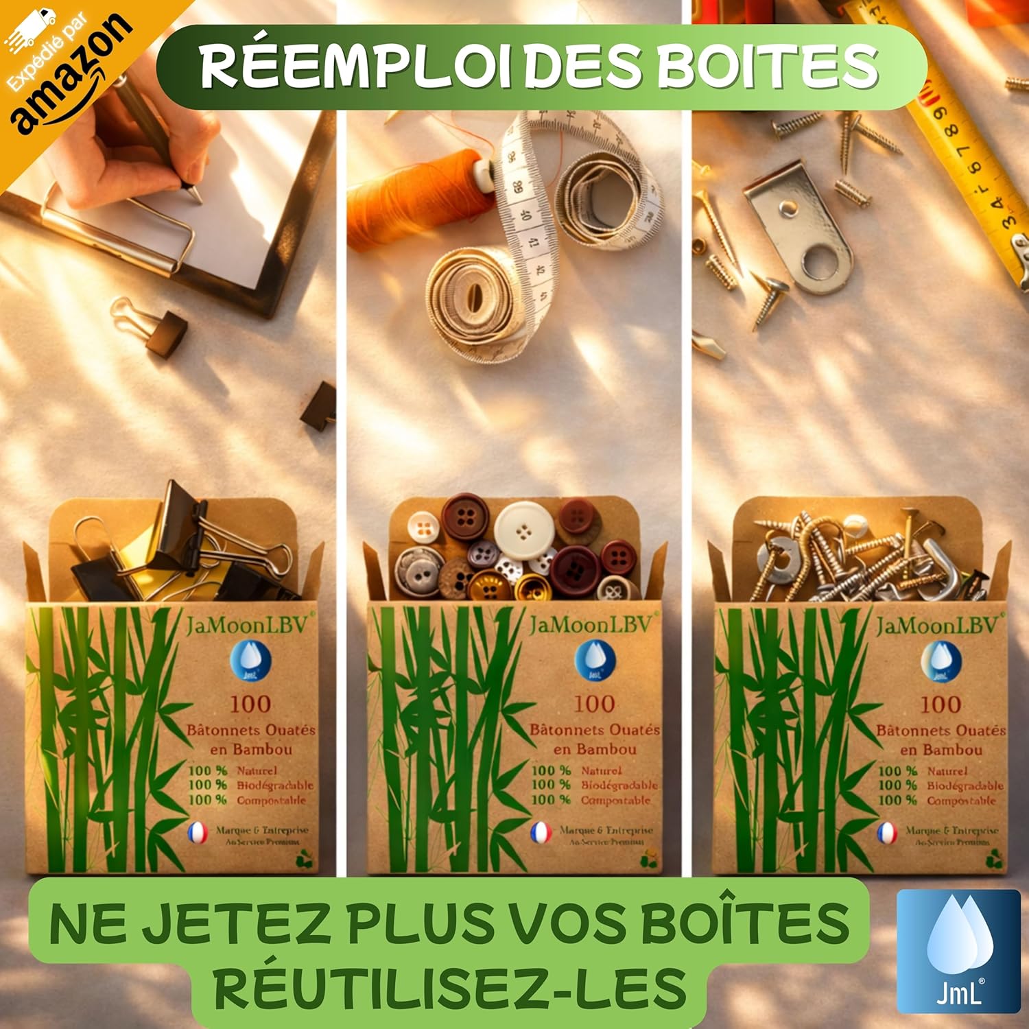 Jamoonlbv Jml® Cotton Fioc Bambù - 1000 Bastoncini - immagine 4