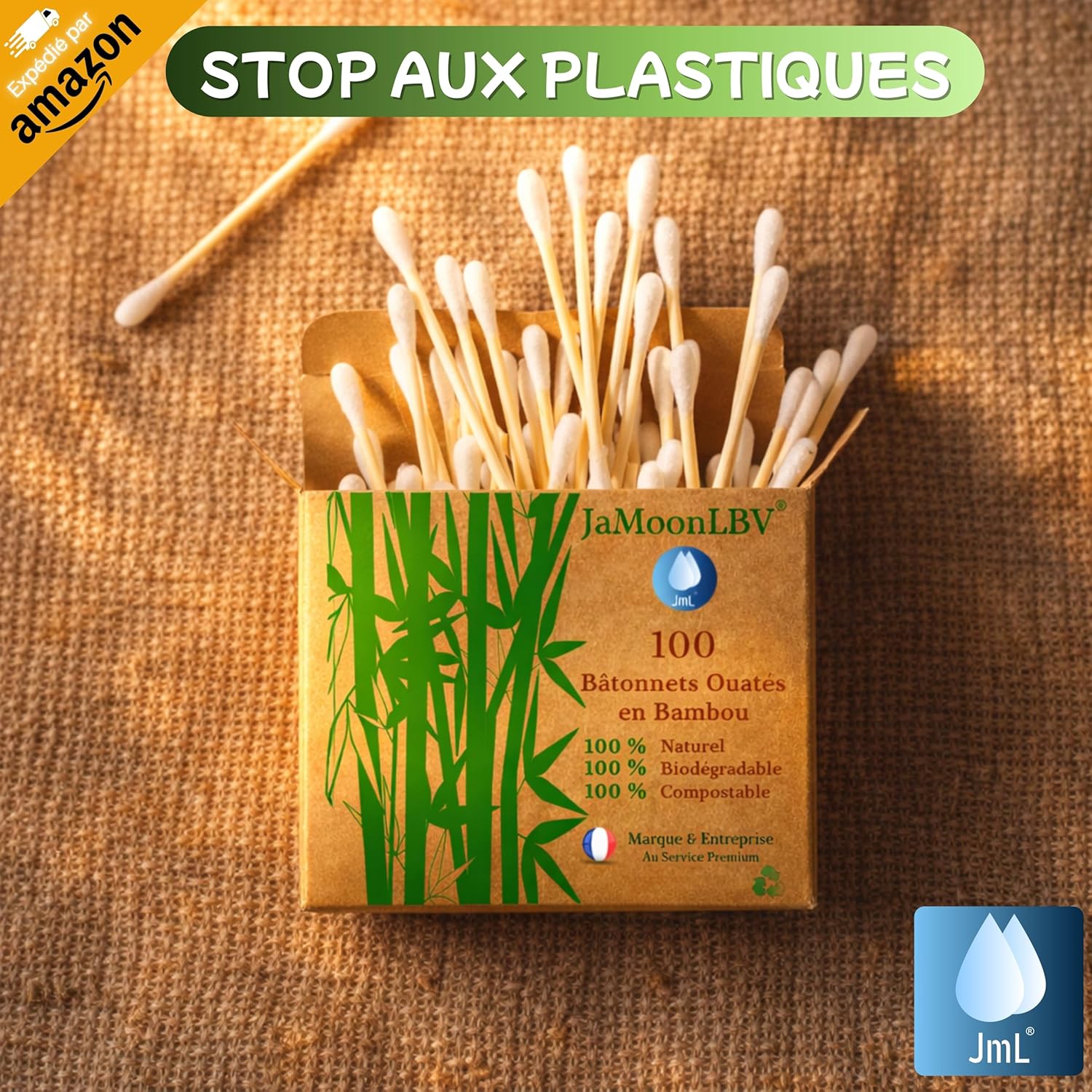 Jamoonlbv Jml® Cotton Fioc Bambù - 1000 Bastoncini - immagine 5