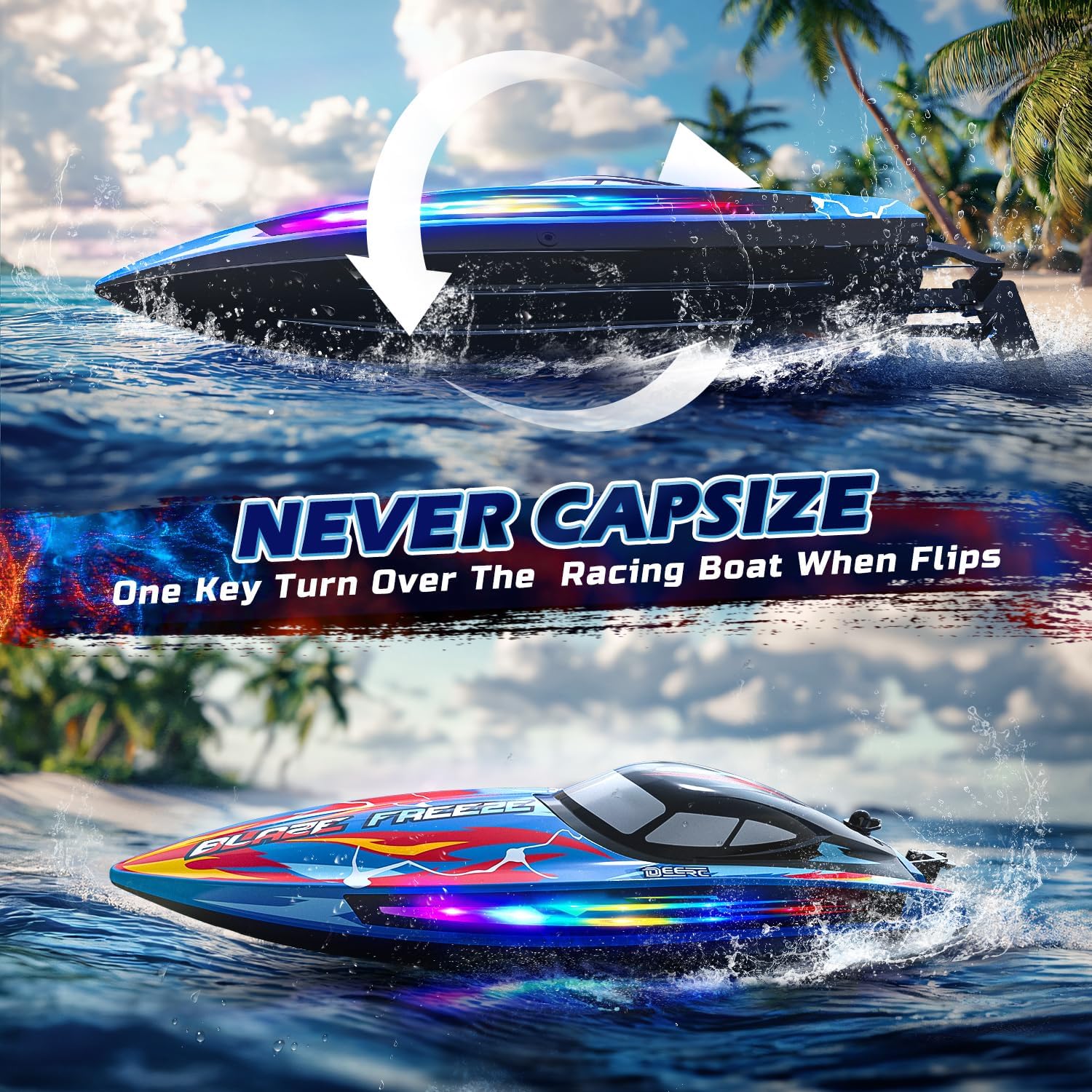 DEERC Barca Telecomandata Veloce 20+MPH con Luce LED - immagine 3