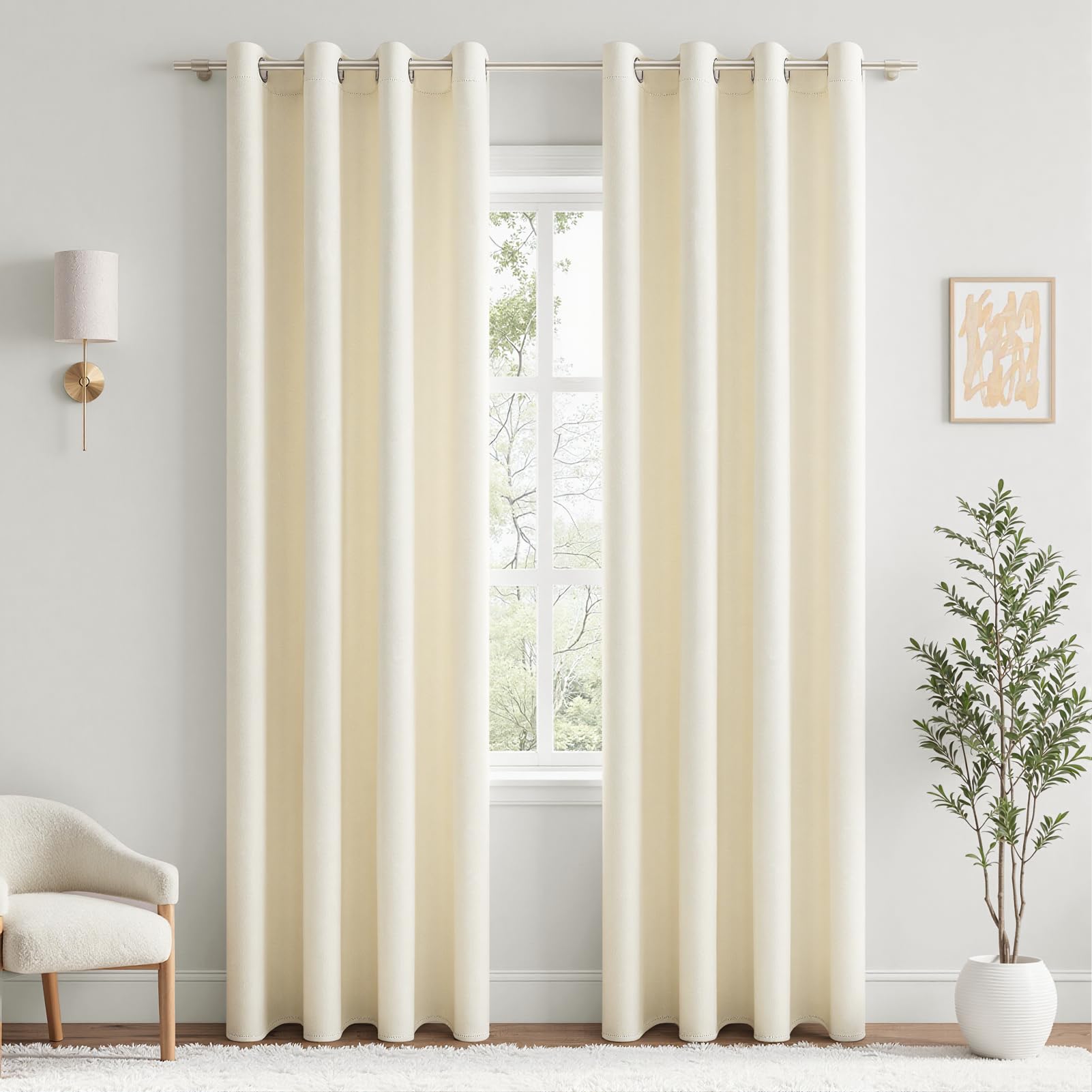 Mrtrees Tende Oscuranti Termiche 140x240 cm, Bianco Crema