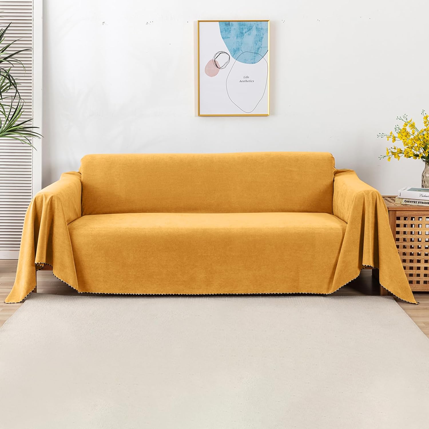 VanderHOME Copridivano Antiscivolo Impermeabile 180x380cm, Giallo
