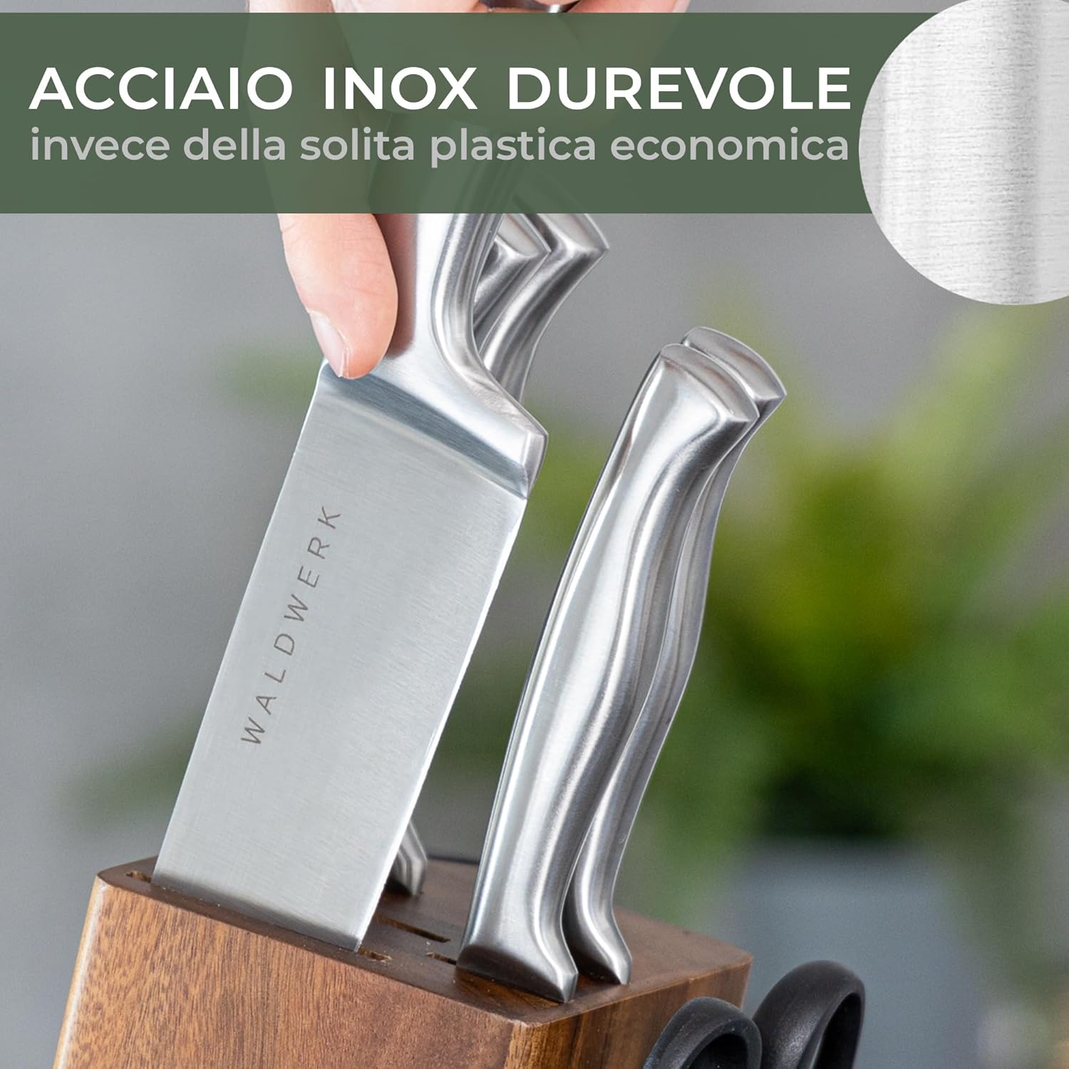Waldwerk Blocco Coltelli - Set 7 Pezzi con Affilacoltelli - immagine 2