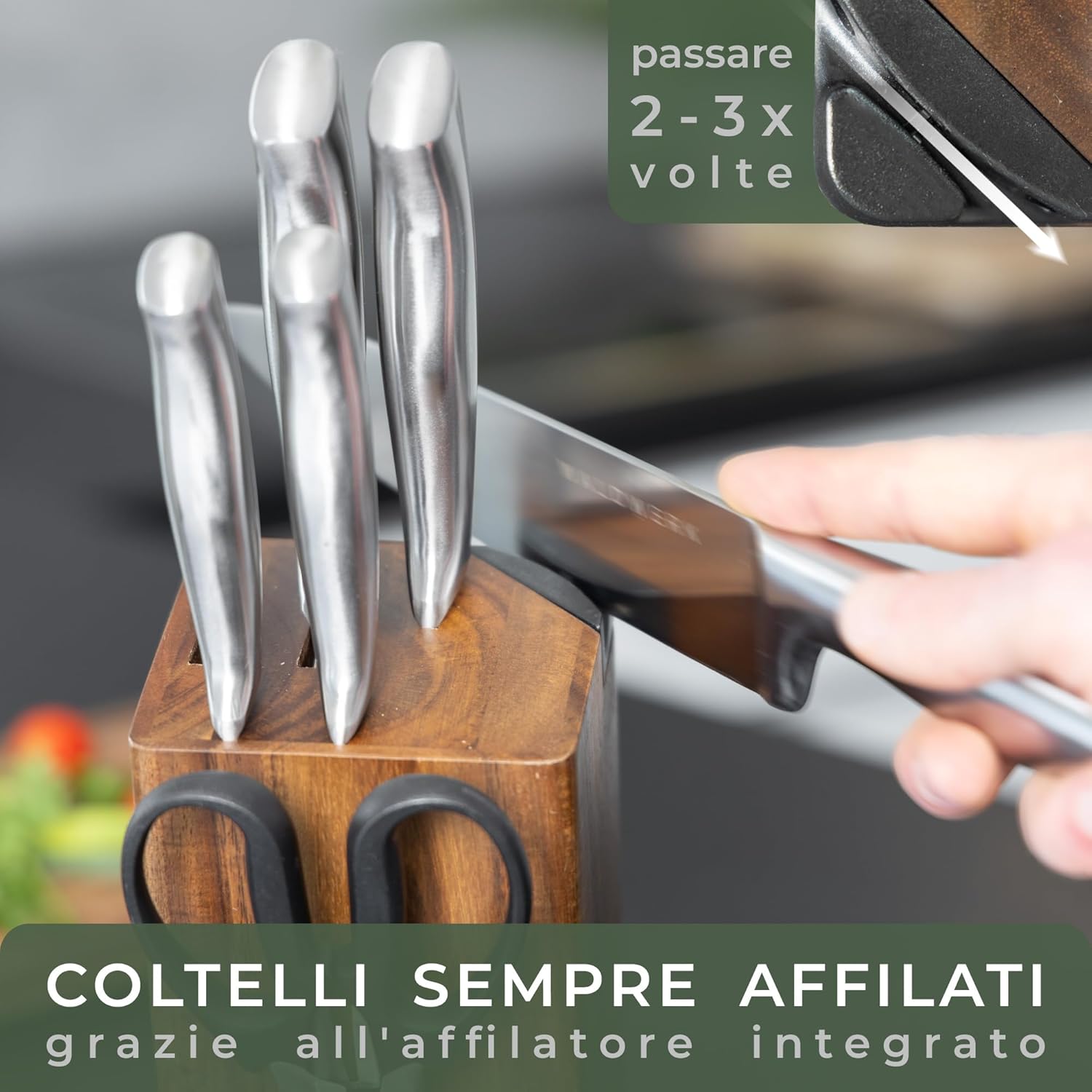 Waldwerk Blocco Coltelli - Set 7 Pezzi con Affilacoltelli - immagine 3
