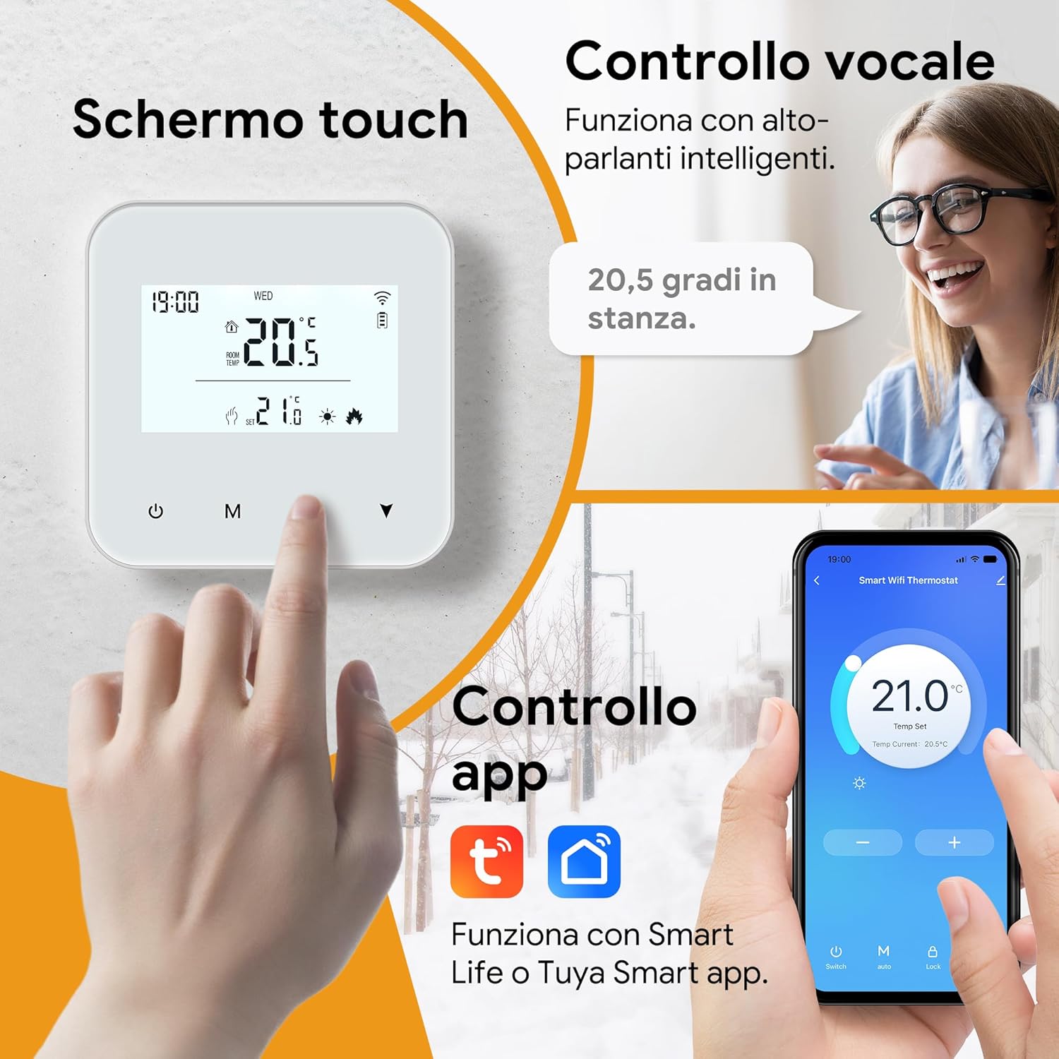 Termostato Caldaia Wifi Smart Digitale 2 Fili - immagine 3