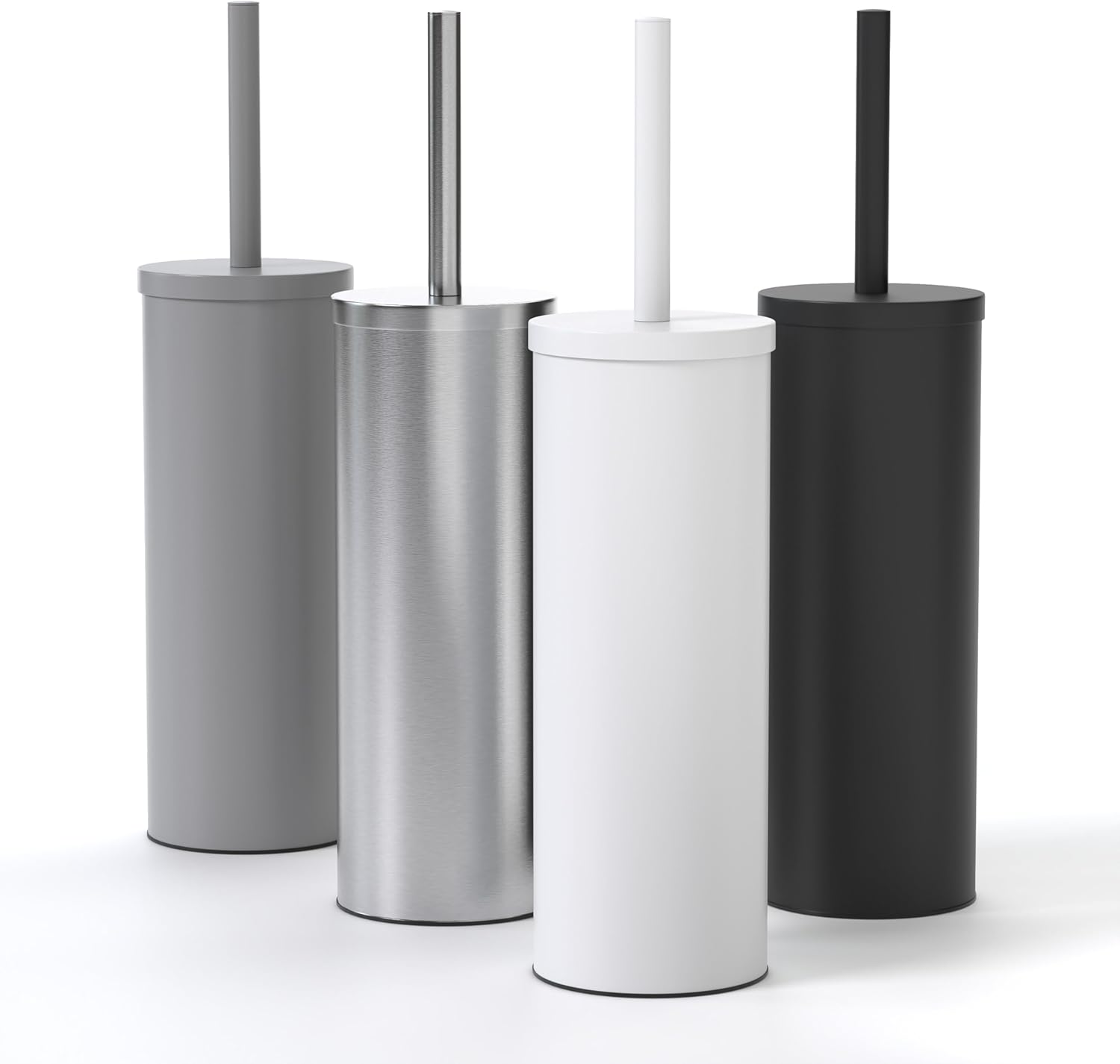 Scopino WC in Acciaio Inox e Silicone con Supporto, Bianco - immagine 1