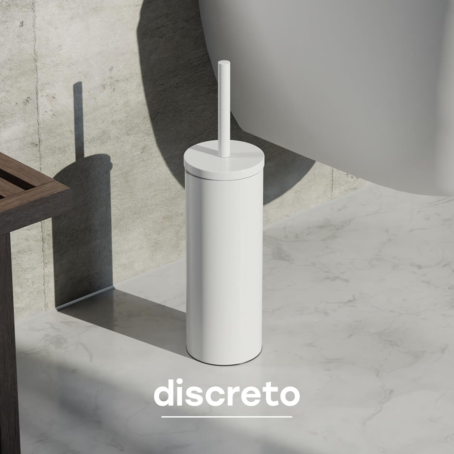 Scopino WC in Acciaio Inox e Silicone con Supporto, Bianco - immagine 2