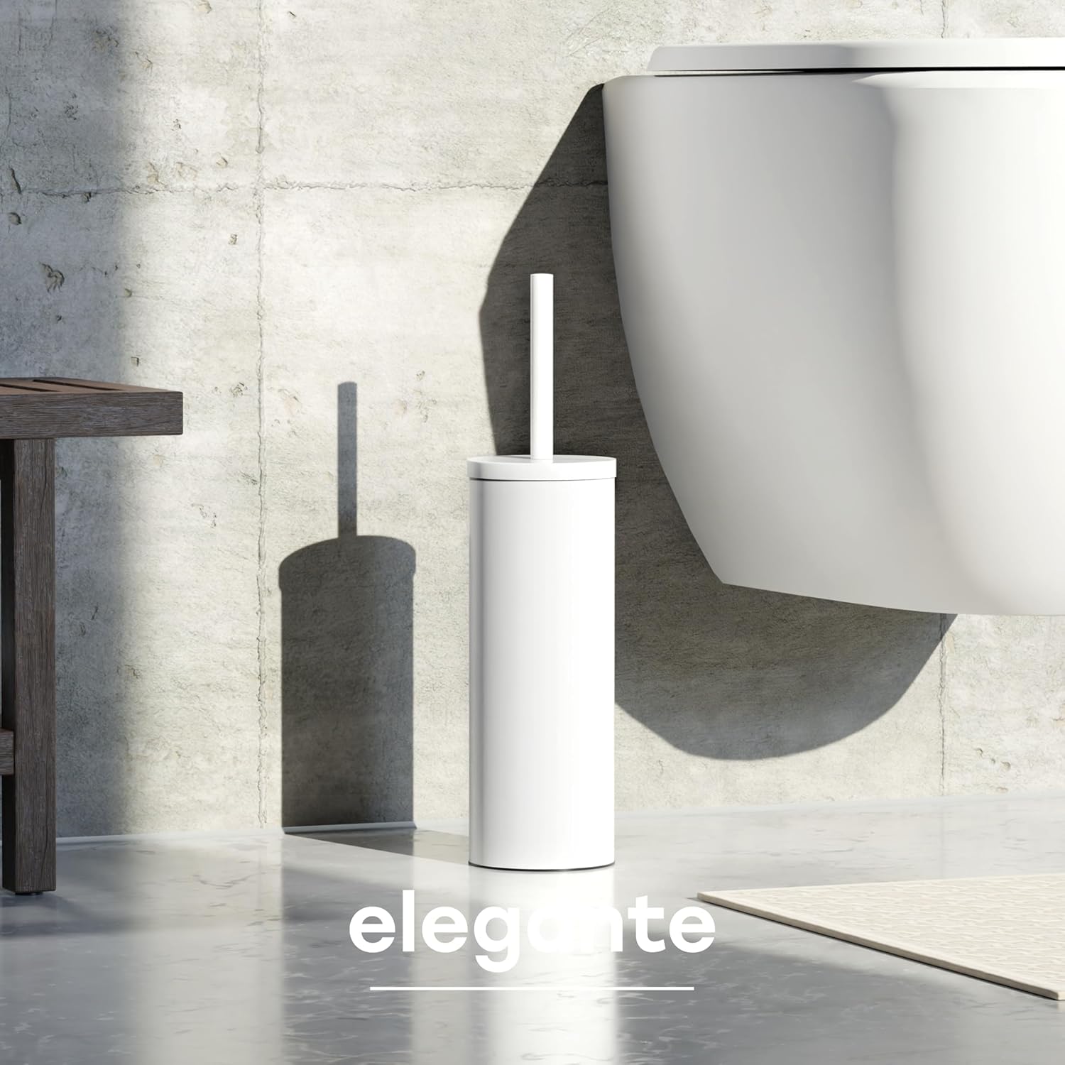 Scopino WC in Acciaio Inox e Silicone con Supporto, Bianco - immagine 3