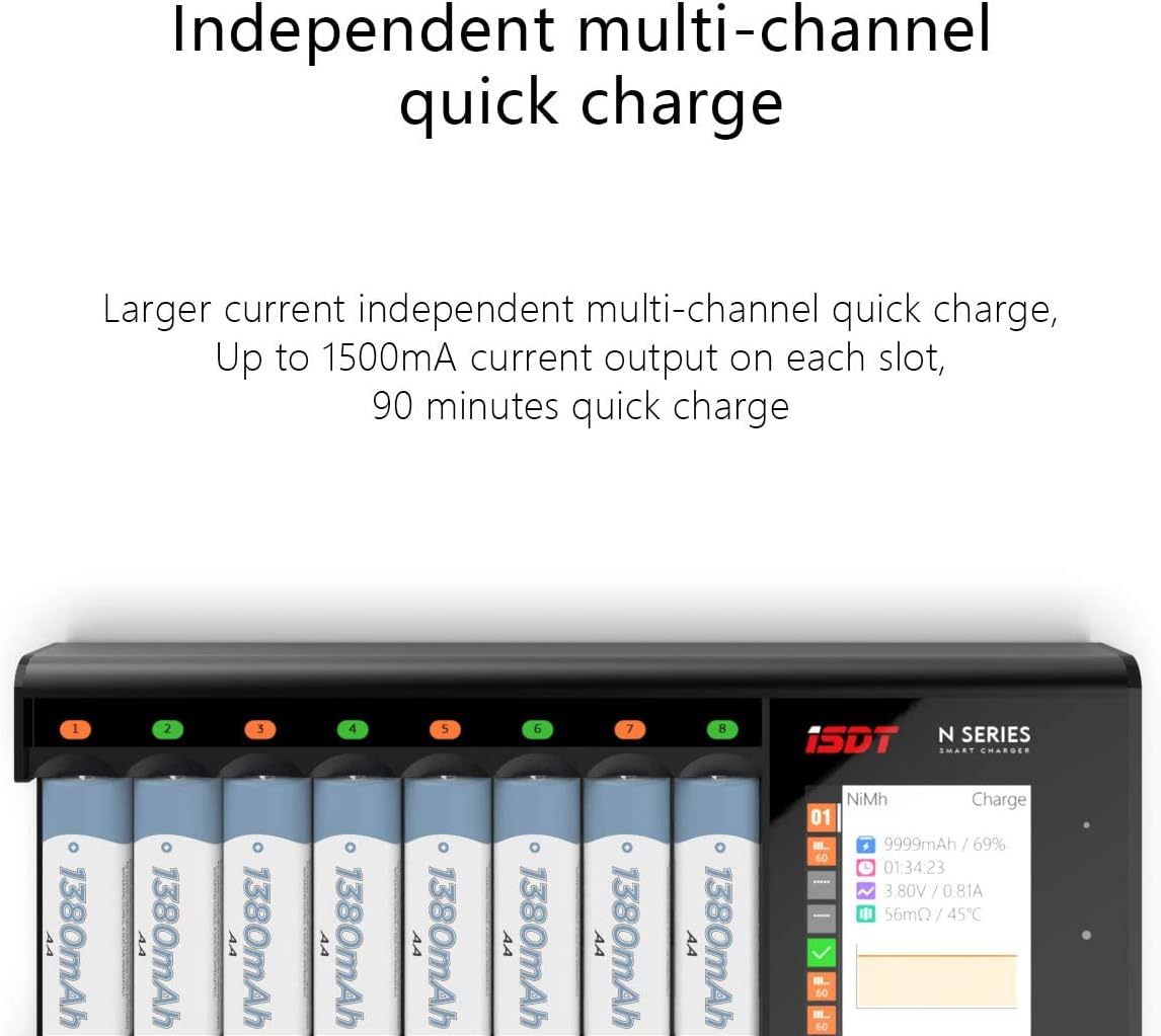 Isdt N8 Caricabatterie 8 Batterie con Display LCD - immagine 6