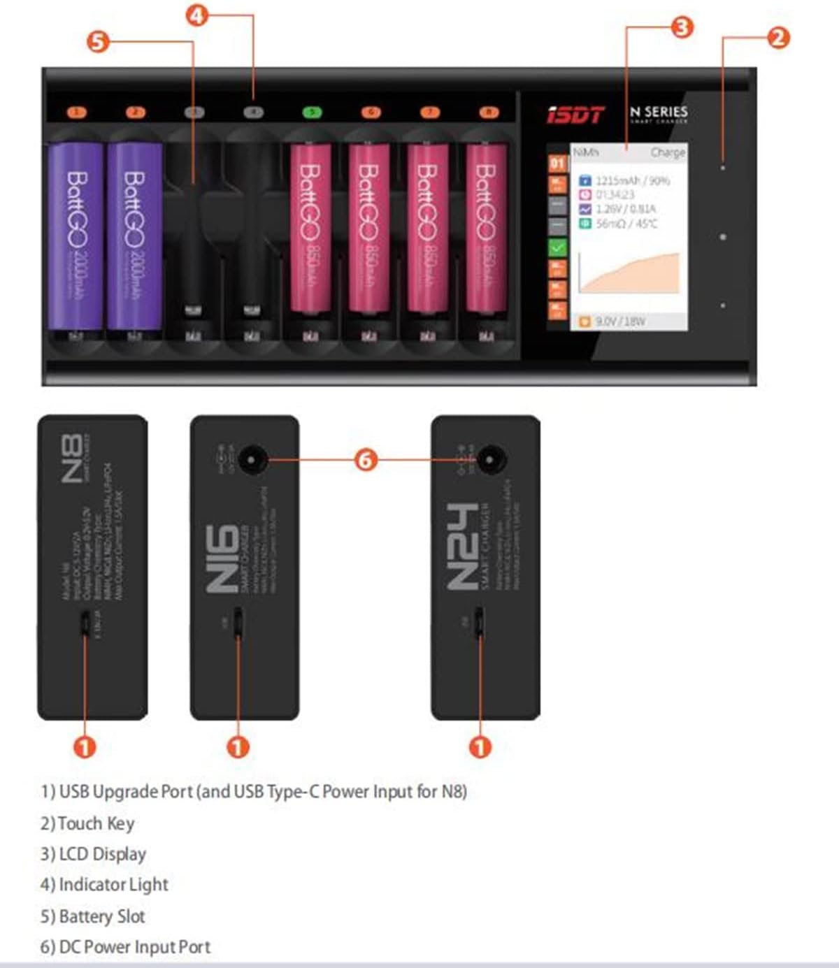 Isdt N8 Caricabatterie 8 Batterie con Display LCD - immagine 7
