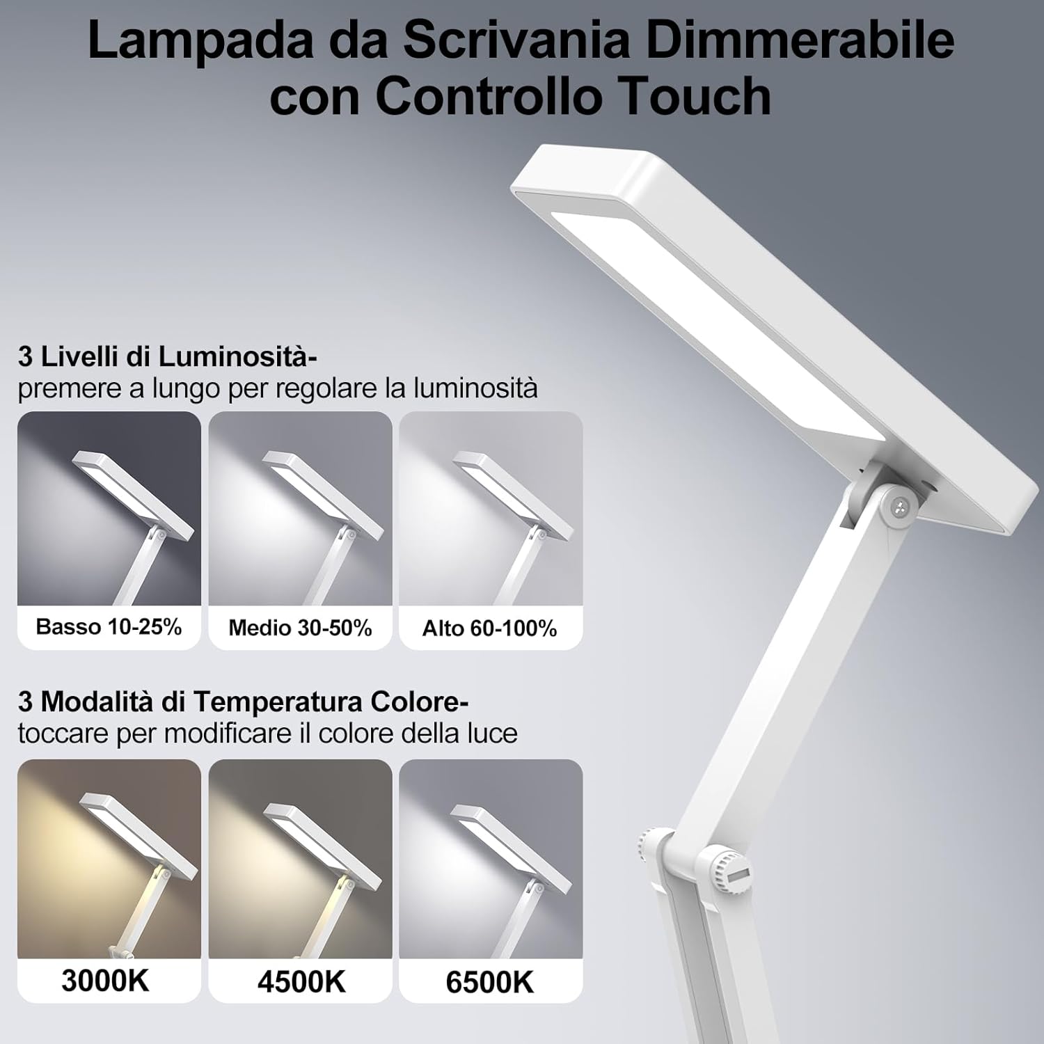 Lampada da Tavolo LED Pieghevole e Ricaricabile - immagine 3