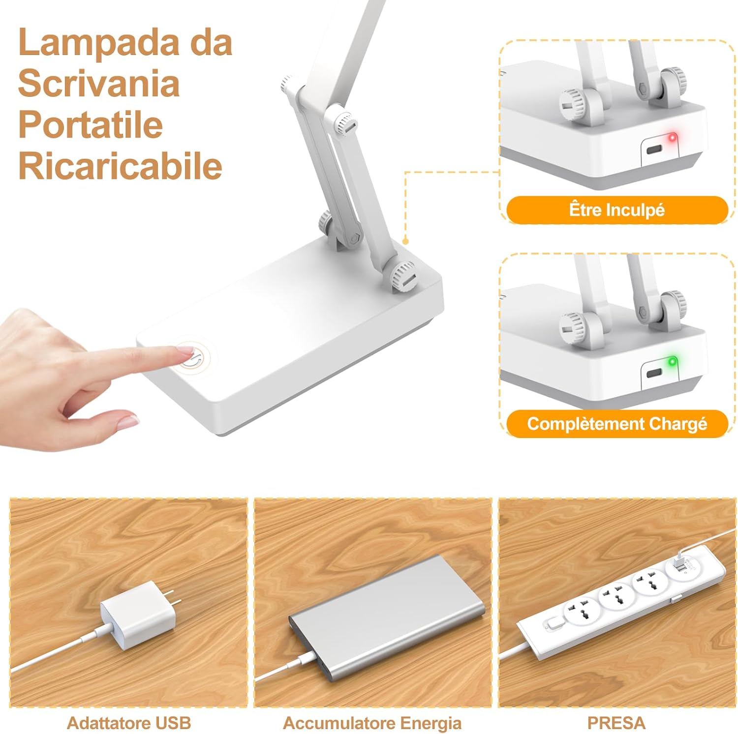 Lampada da Tavolo LED Pieghevole e Ricaricabile - immagine 4