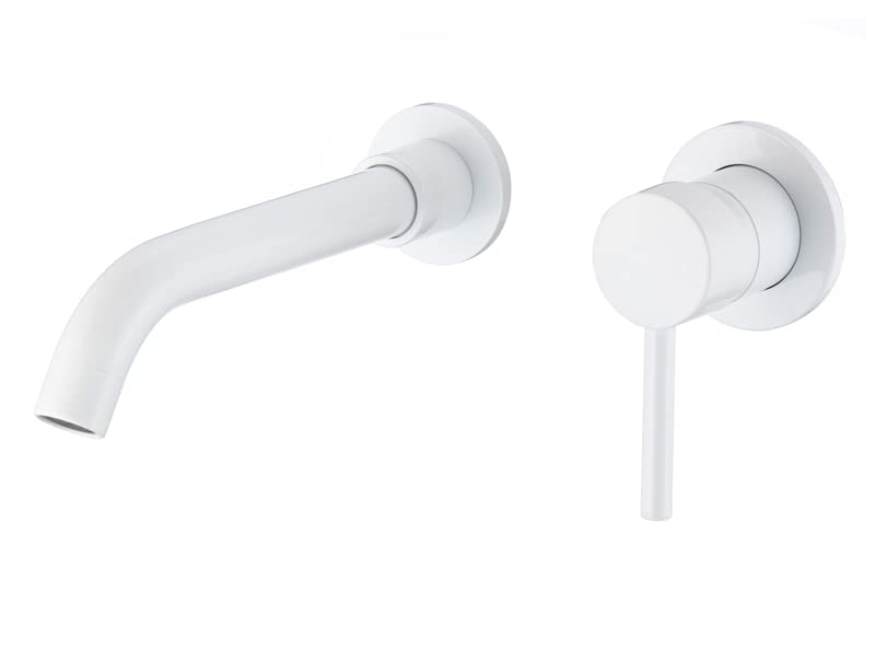 Valaz Rubinetto Bagno Lavabo a Muro Bianco Becco 21cm