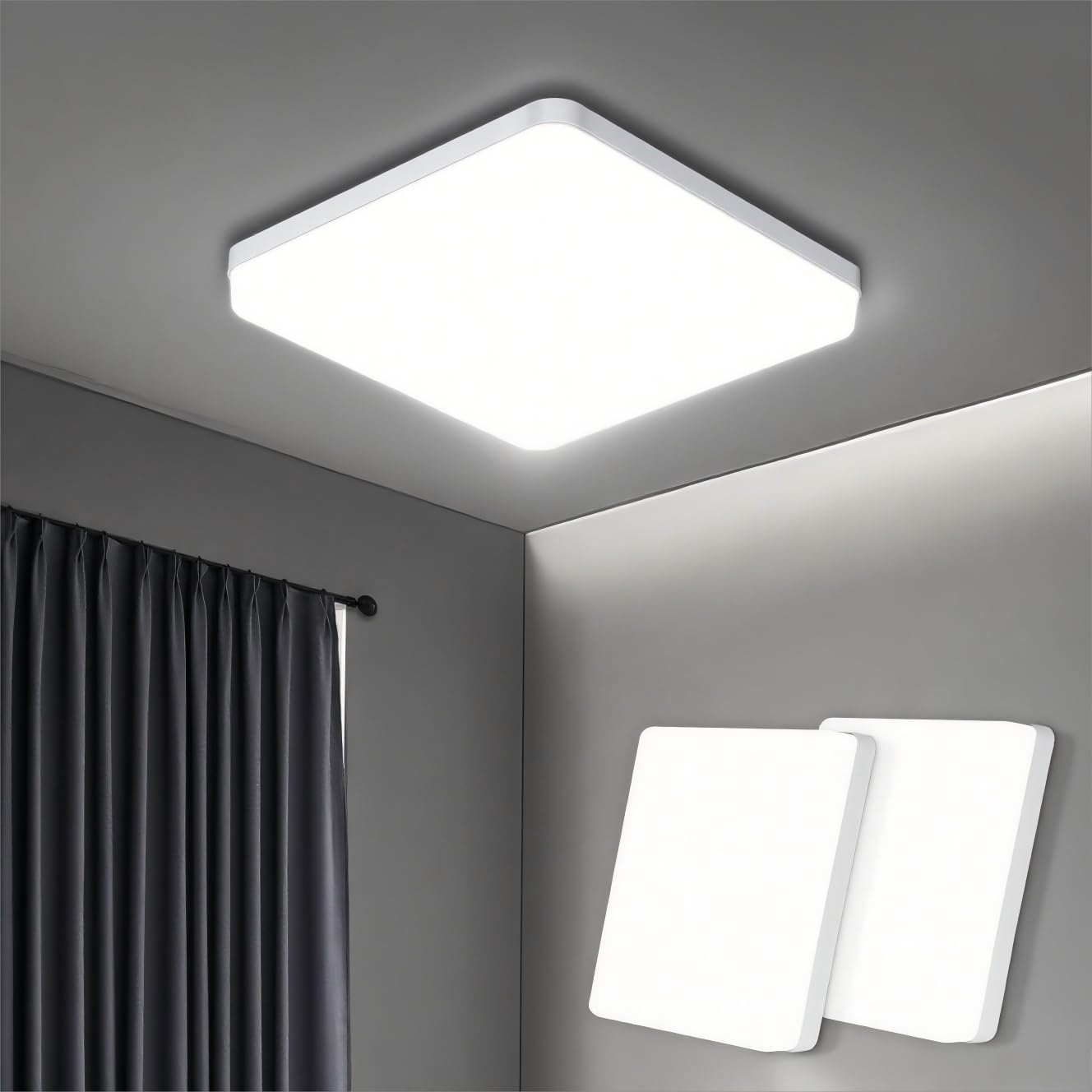Kambo Lampada da Soffitto LED Quadrata 48W, 2 pz