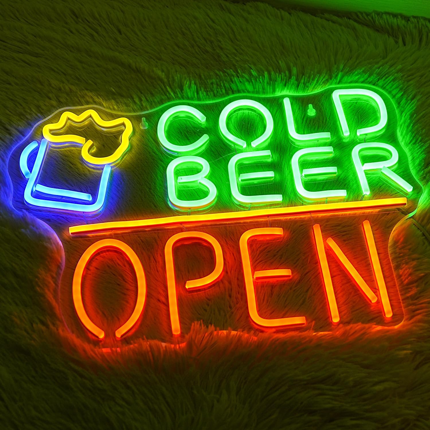 Lmsignly Cold Beer Neon Sign Open LED - immagine 2
