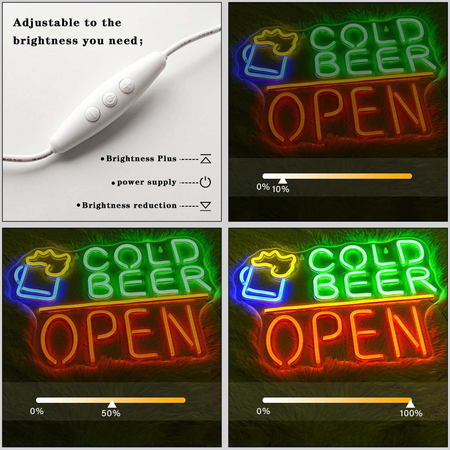 Lmsignly Cold Beer Neon Sign Open LED - immagine 4