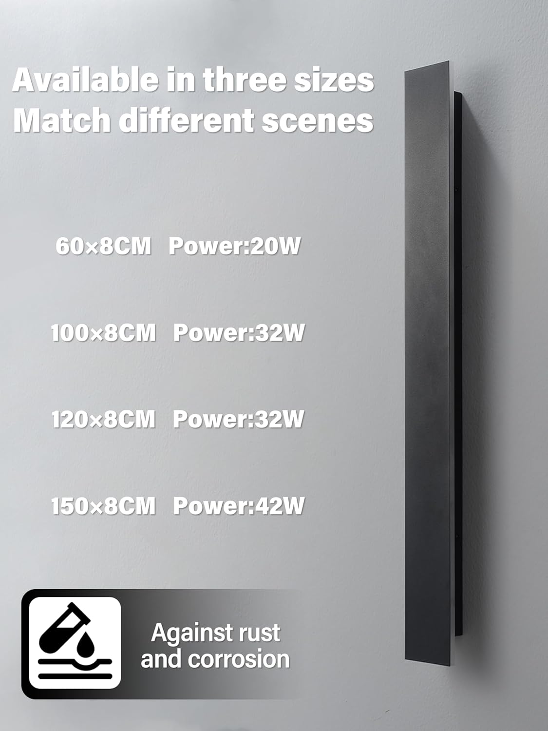 Applique da Parete Esterno LED Lunga 150CM, Nera - immagine 4