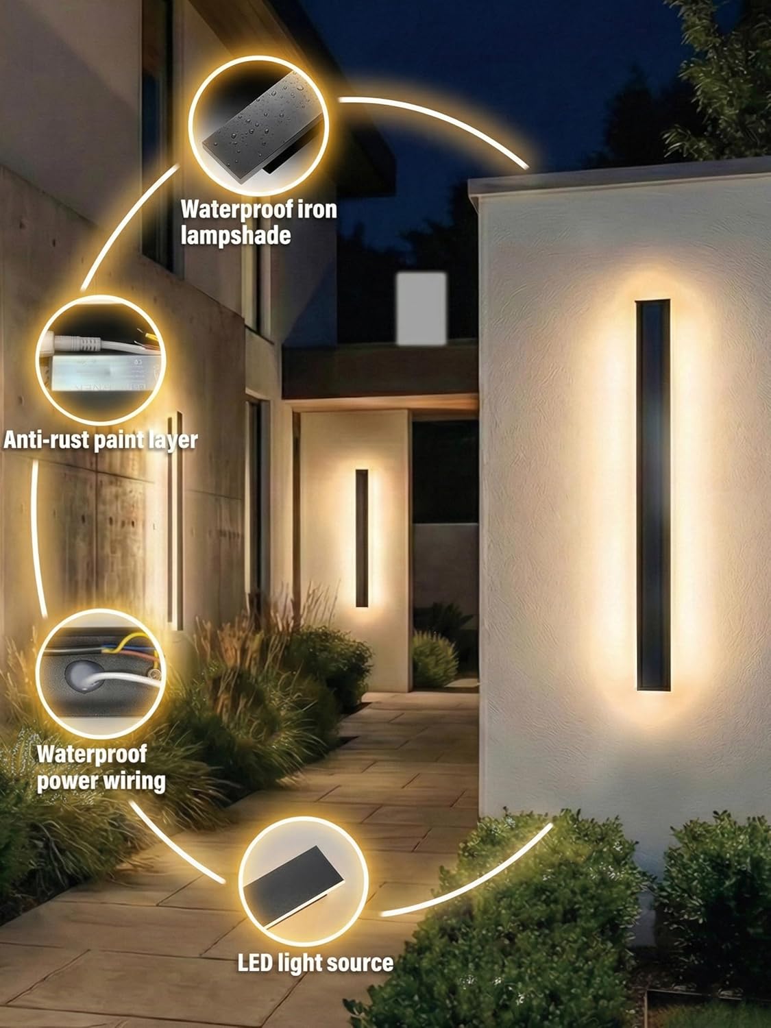 Applique da Parete Esterno LED Lunga 150CM, Nera - immagine 5