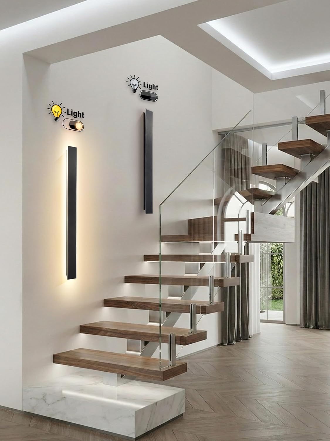 Applique da Parete Esterno LED Lunga 150CM, Nera - immagine 7