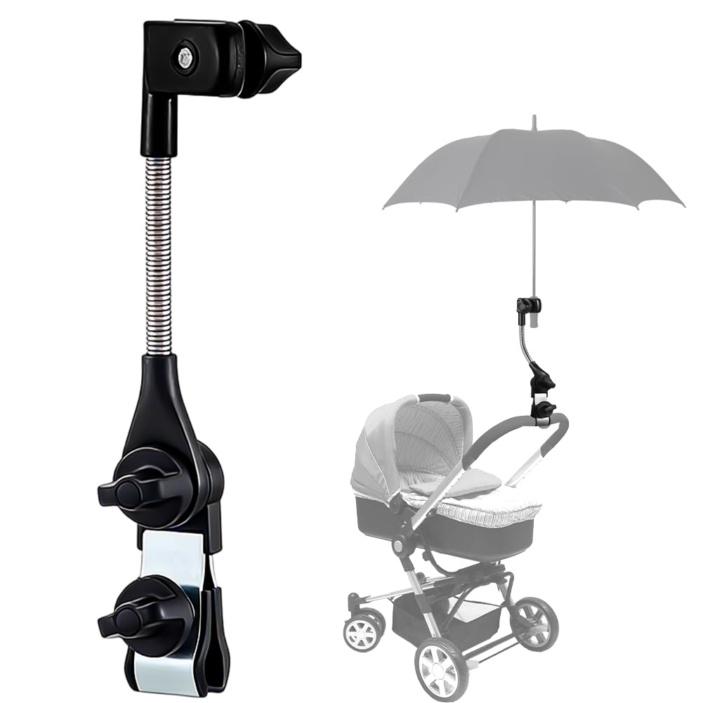 Portaombrelli Regolabile per Deambulatore e Passeggino - Supporto universale per Ombrello Ombrello Accessori per Sedia a rotelle, Bicicletta, Carrozzina, Sedia da Campeggio, Passeggino - Ombrello