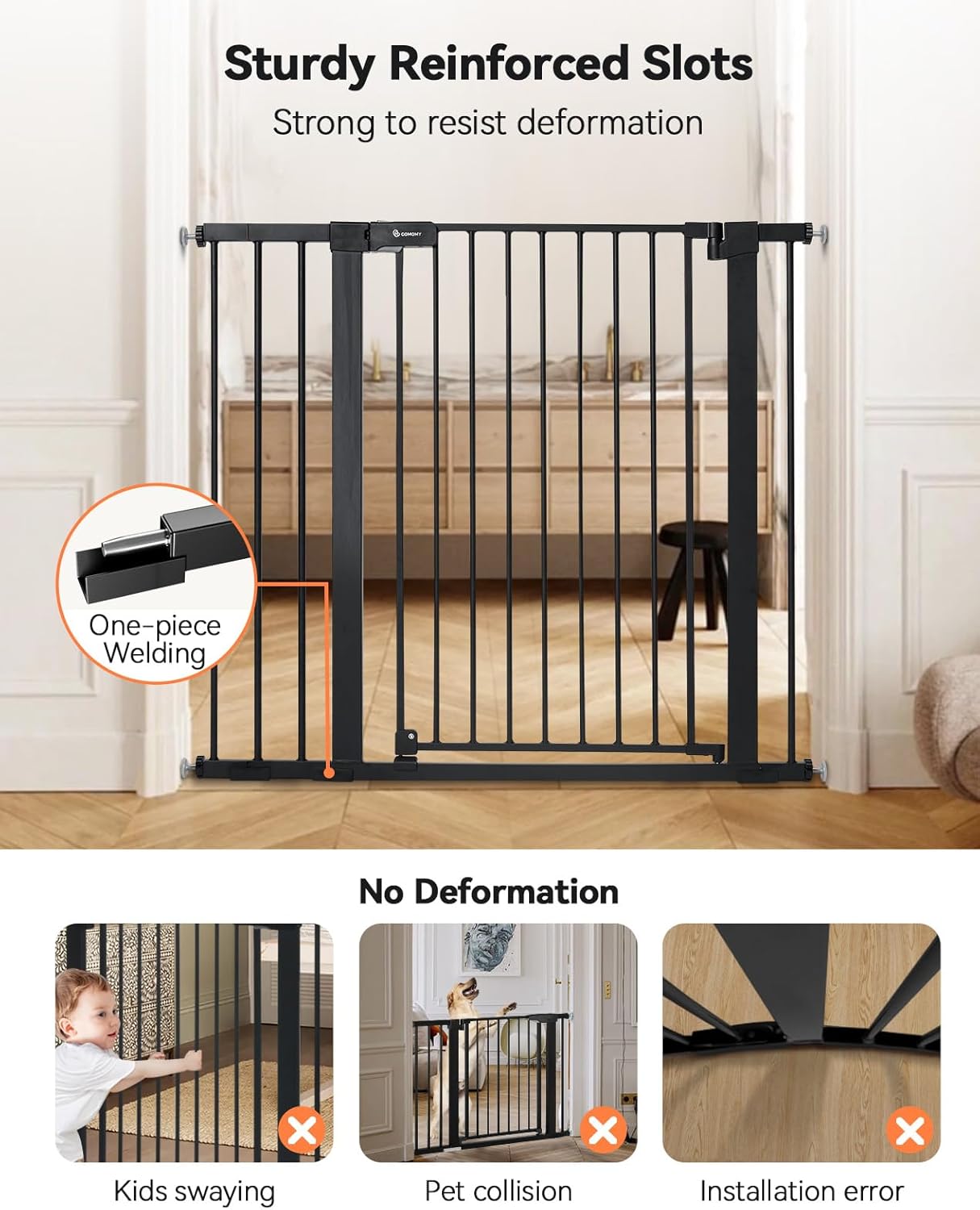 Comomy Cancelletto per Cani Extra Alto 91,5cm, Nero - immagine 3