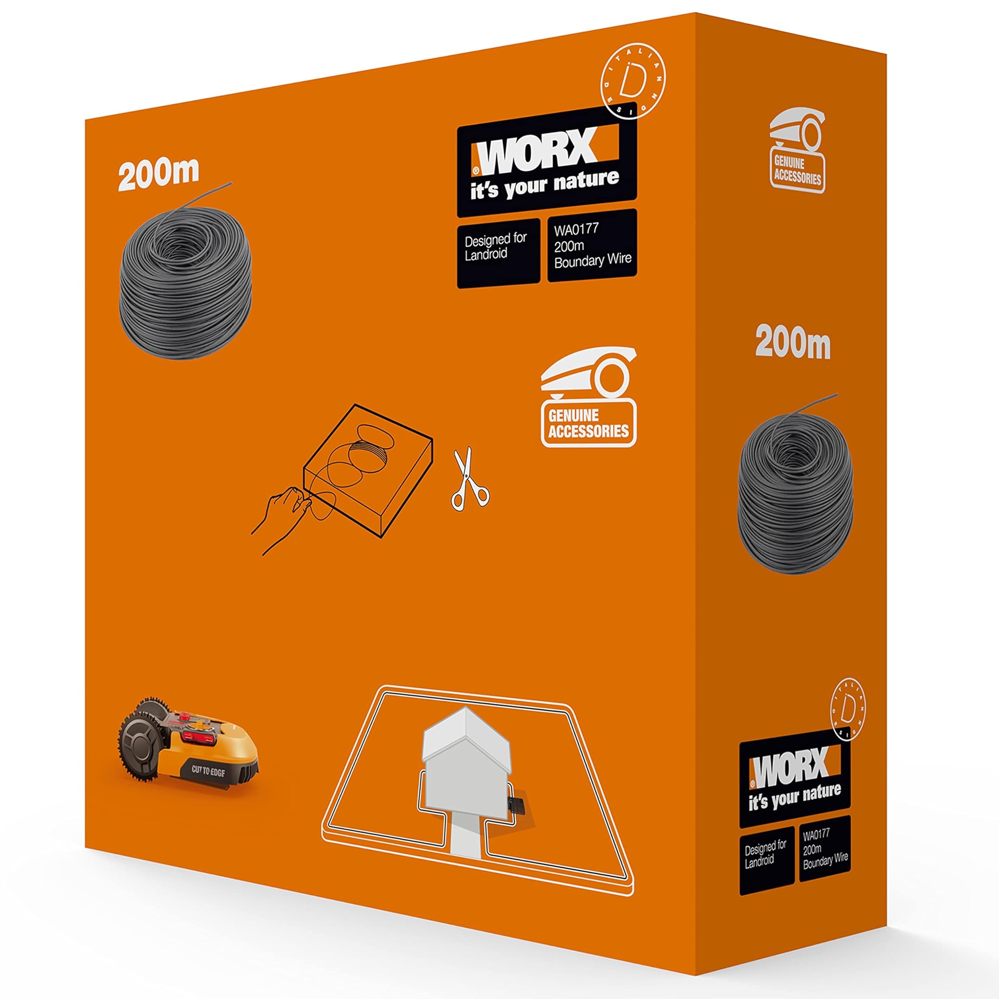 WORX WA0177 Filo Perimetrale 200mt, Nero