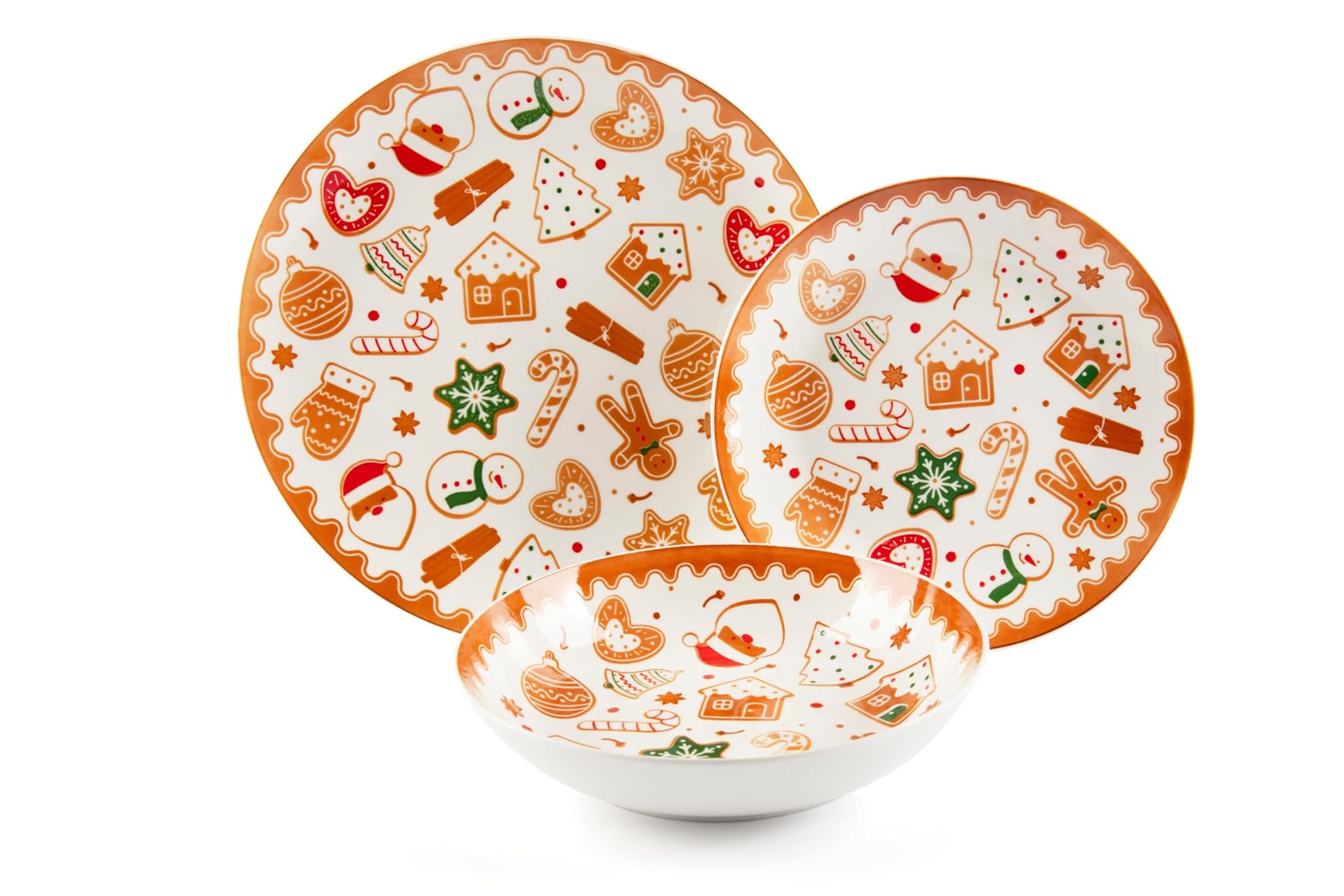 Excelsa Wonderful Ginger - Servizio Piatti 18 Pezzi Natalizio