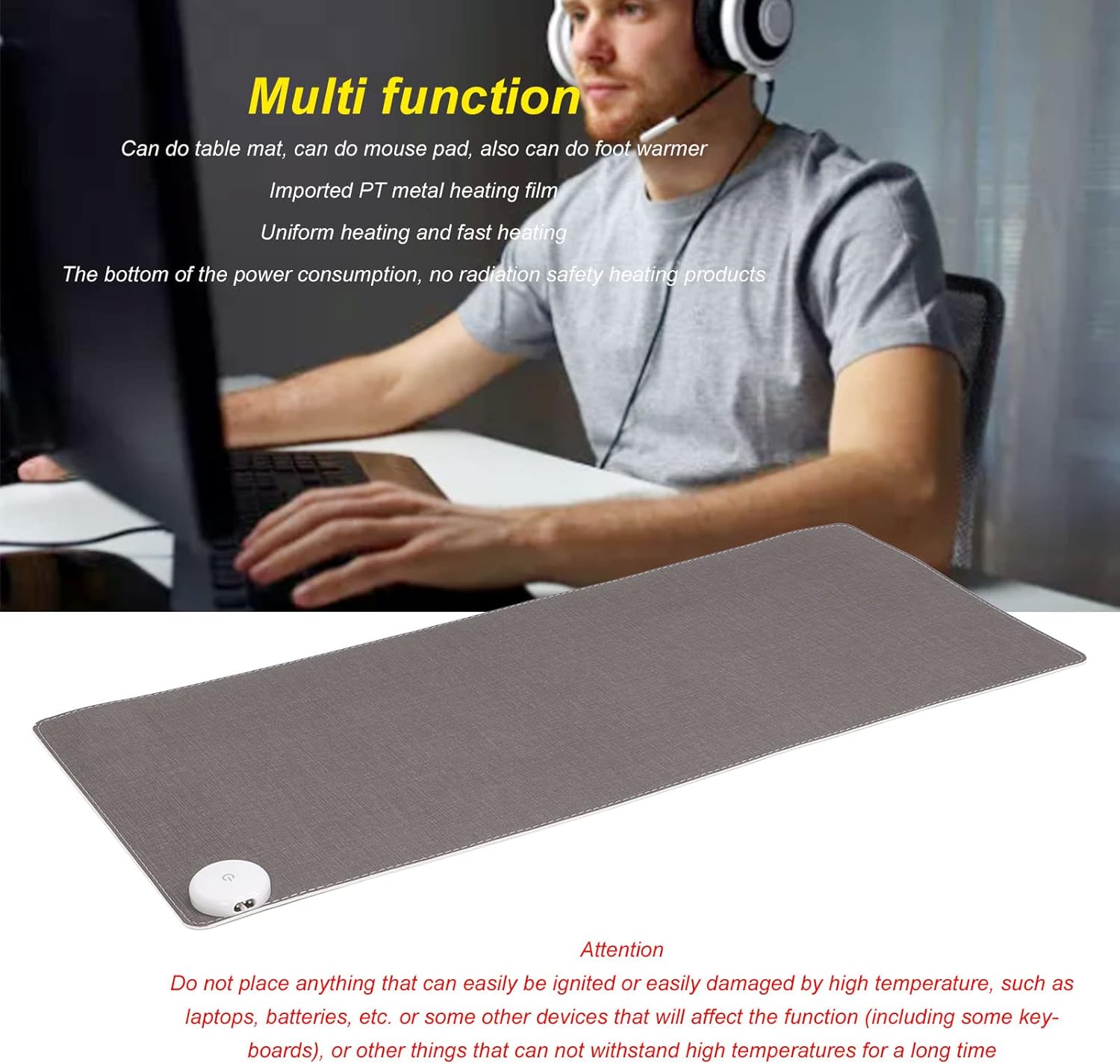 Grande Tappetino Mouse Riscaldato con Temperatura Regolabile - immagine 2