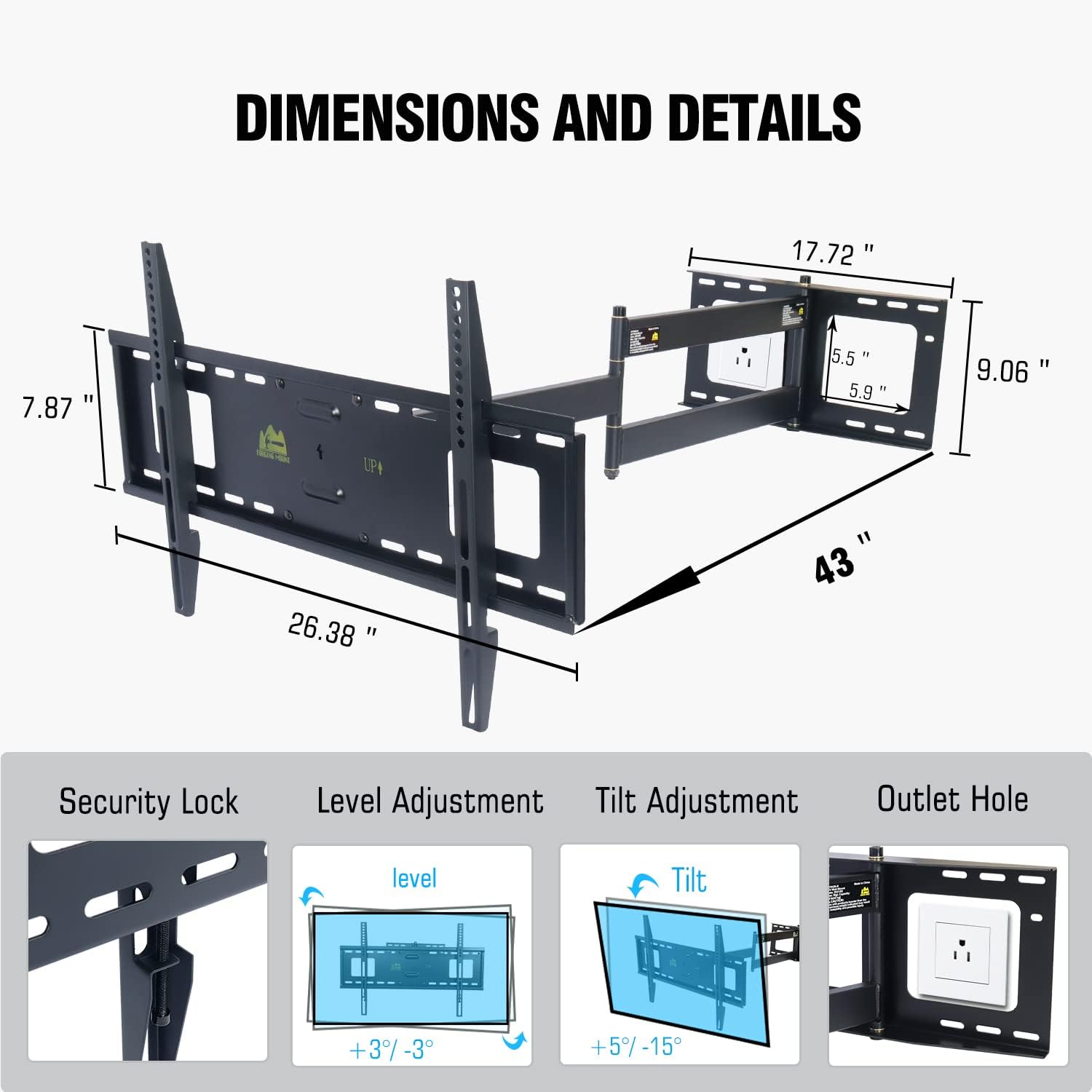 Forging Mount - Supporto TV da Parete Extra Lungo 1060mm - immagine 3