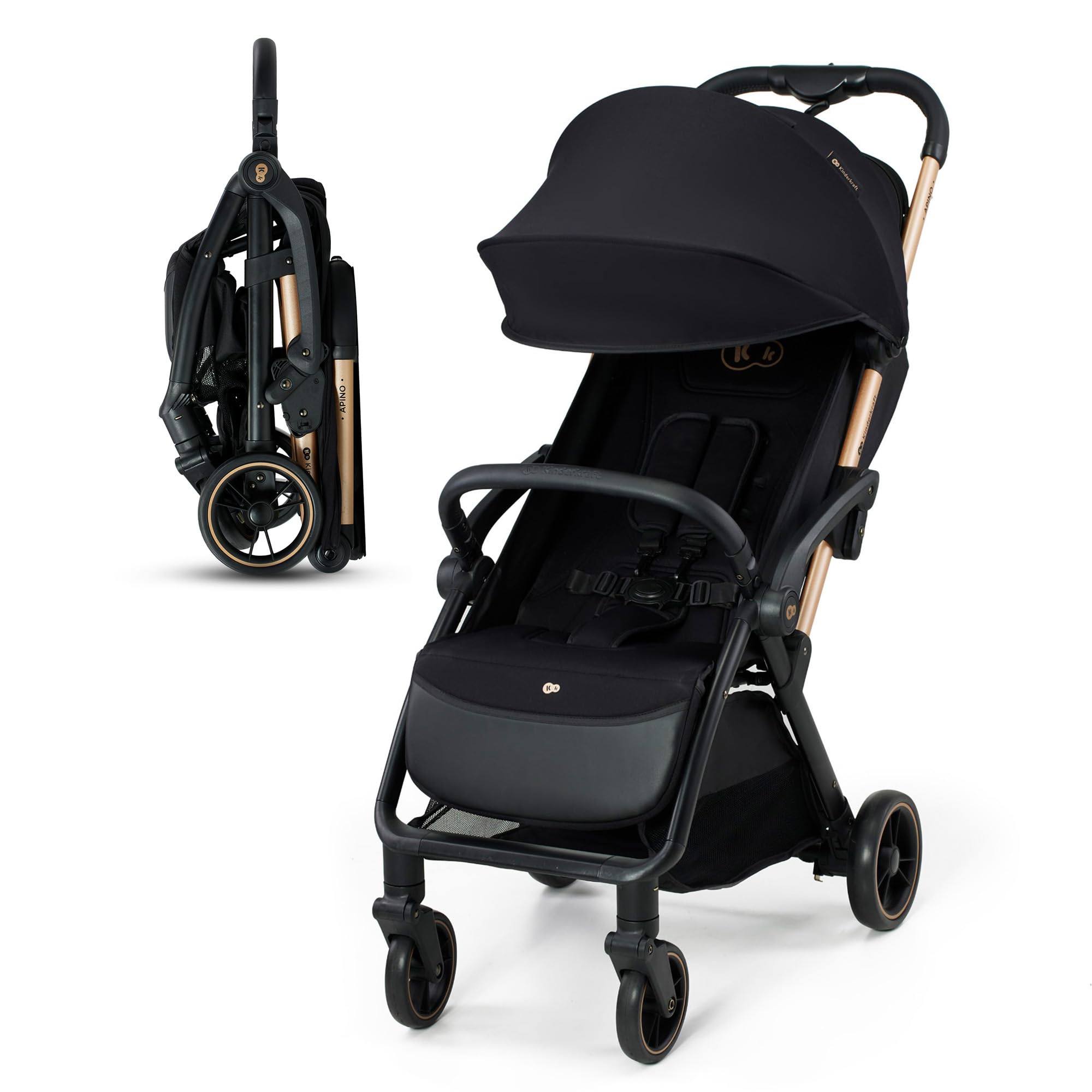 Kinderkraft APINO Passeggino Leggero 7,5 Kg, Nero