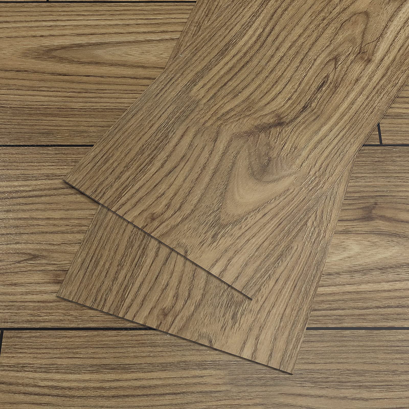 Veelike Pavimento PVC Adesivo Effetto Legno Marrone Vintage