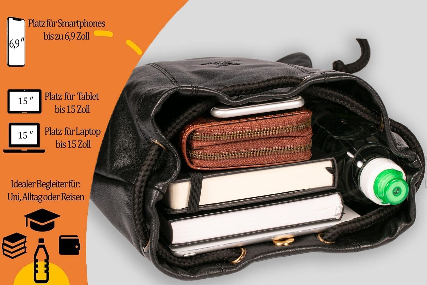 MATADOR Gymbag in Pelle Marrone Anticato - immagine 3