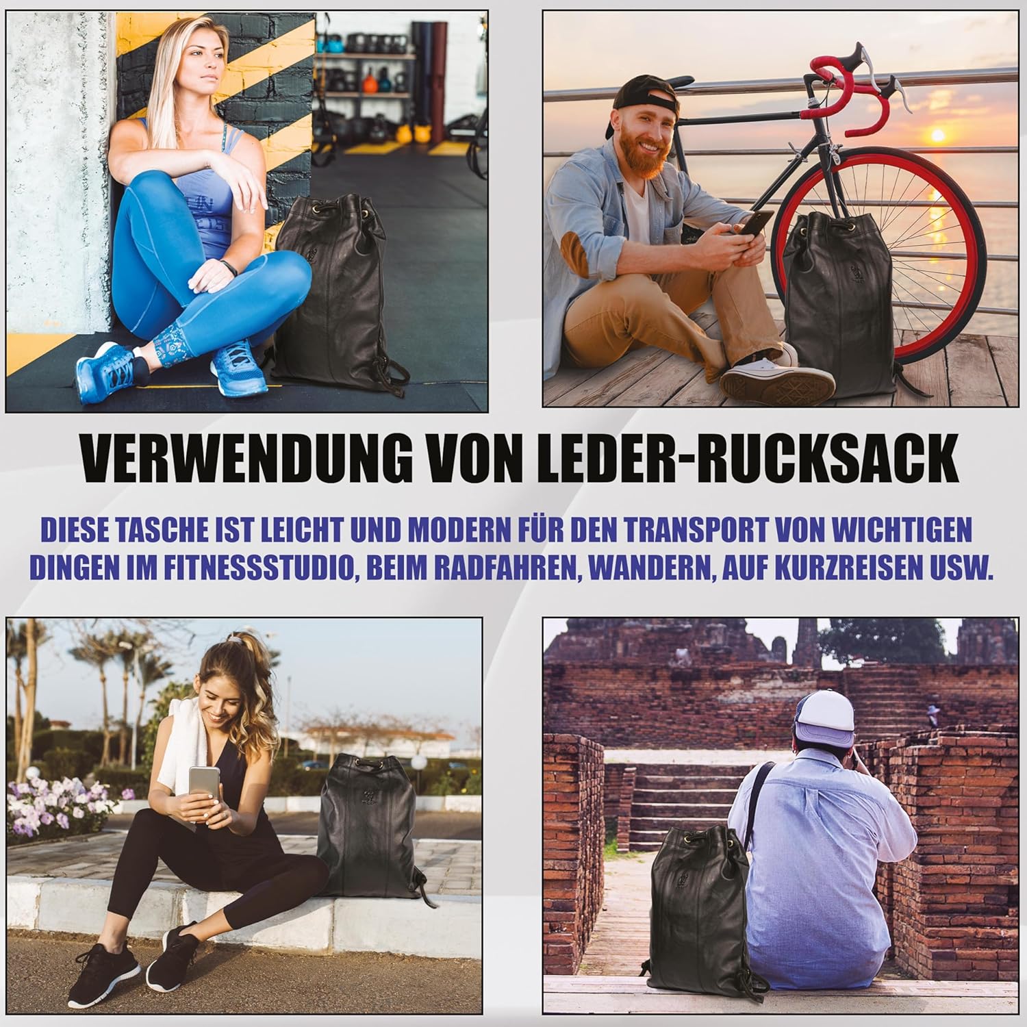 MATADOR Gymbag in Pelle Marrone Anticato - immagine 6