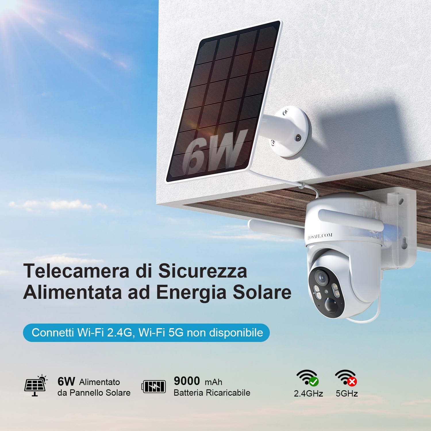 Telecamera WiFi PTZ 360° Esterno 2K 3MP | Hosafe.com | Velz