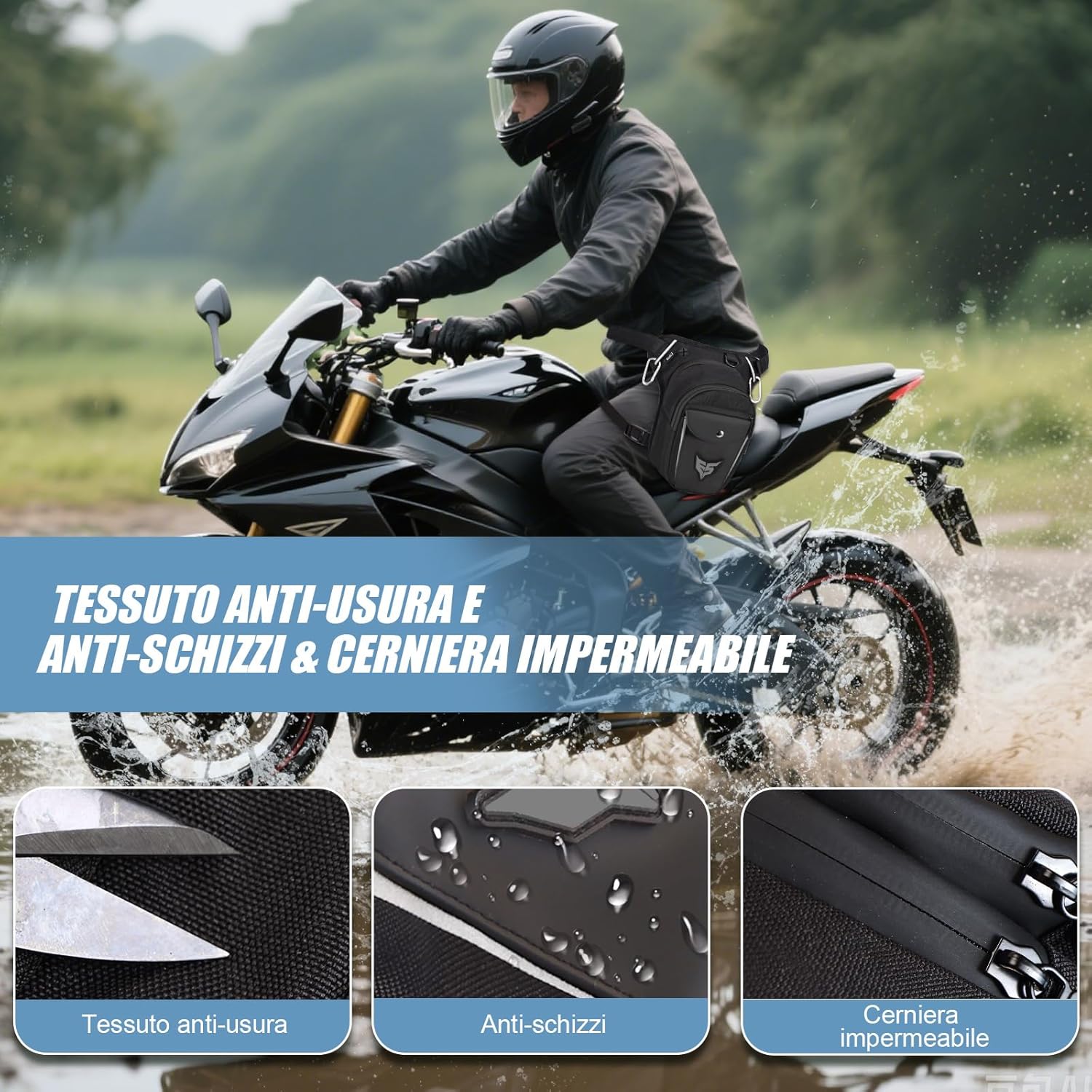Eshow Marsupio da Gamba Moto Espandibile - immagine 4