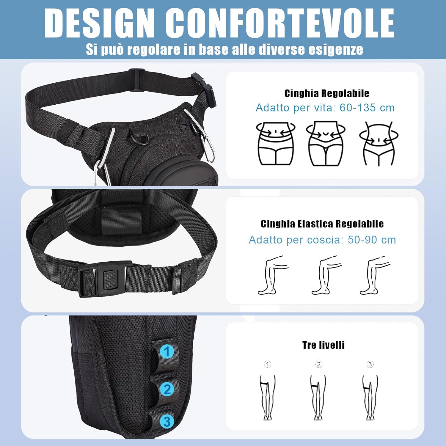 Eshow Marsupio da Gamba Moto Espandibile - immagine 6