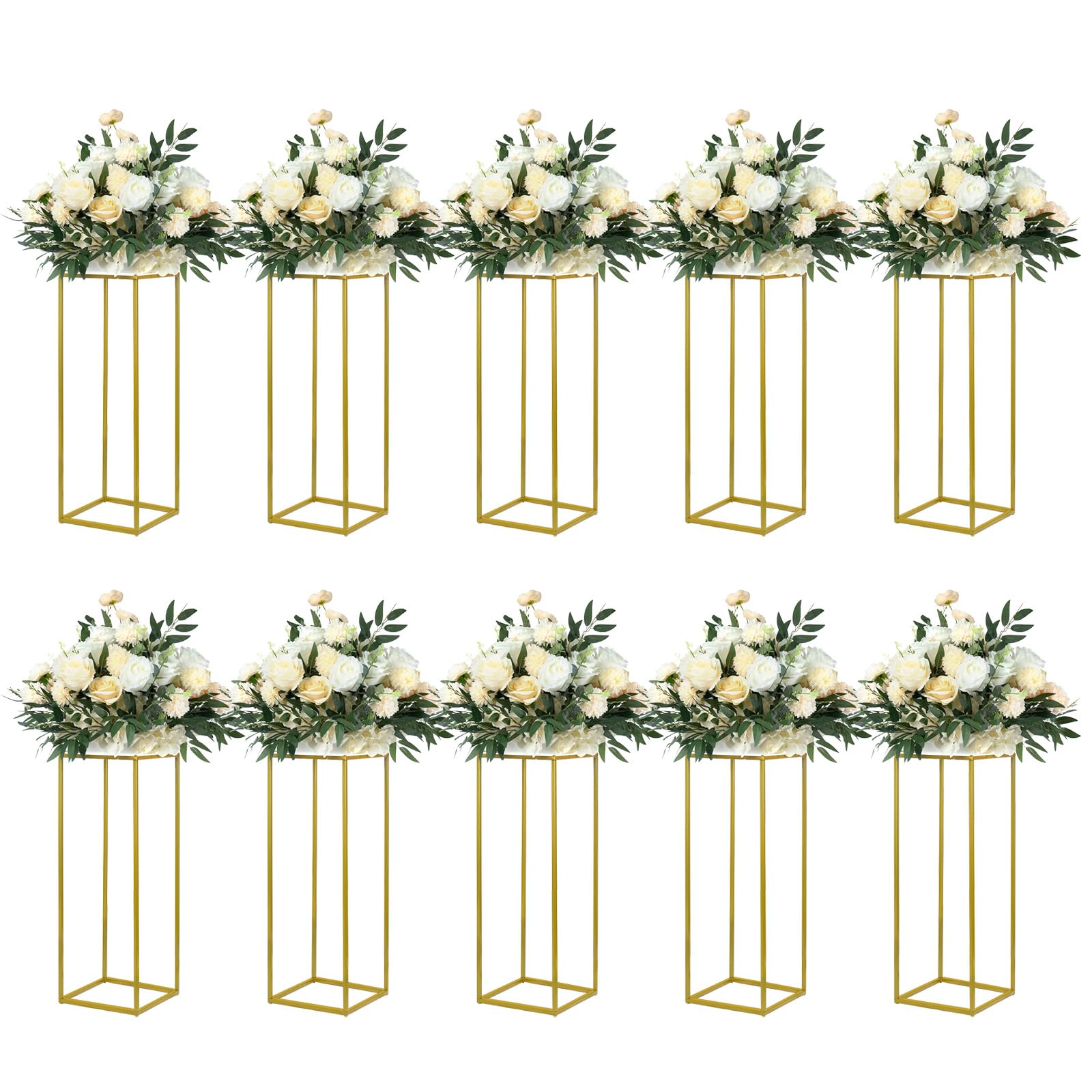 Yallove 10 Vasi per Fiori da Matrimonio 60cm, Dorati