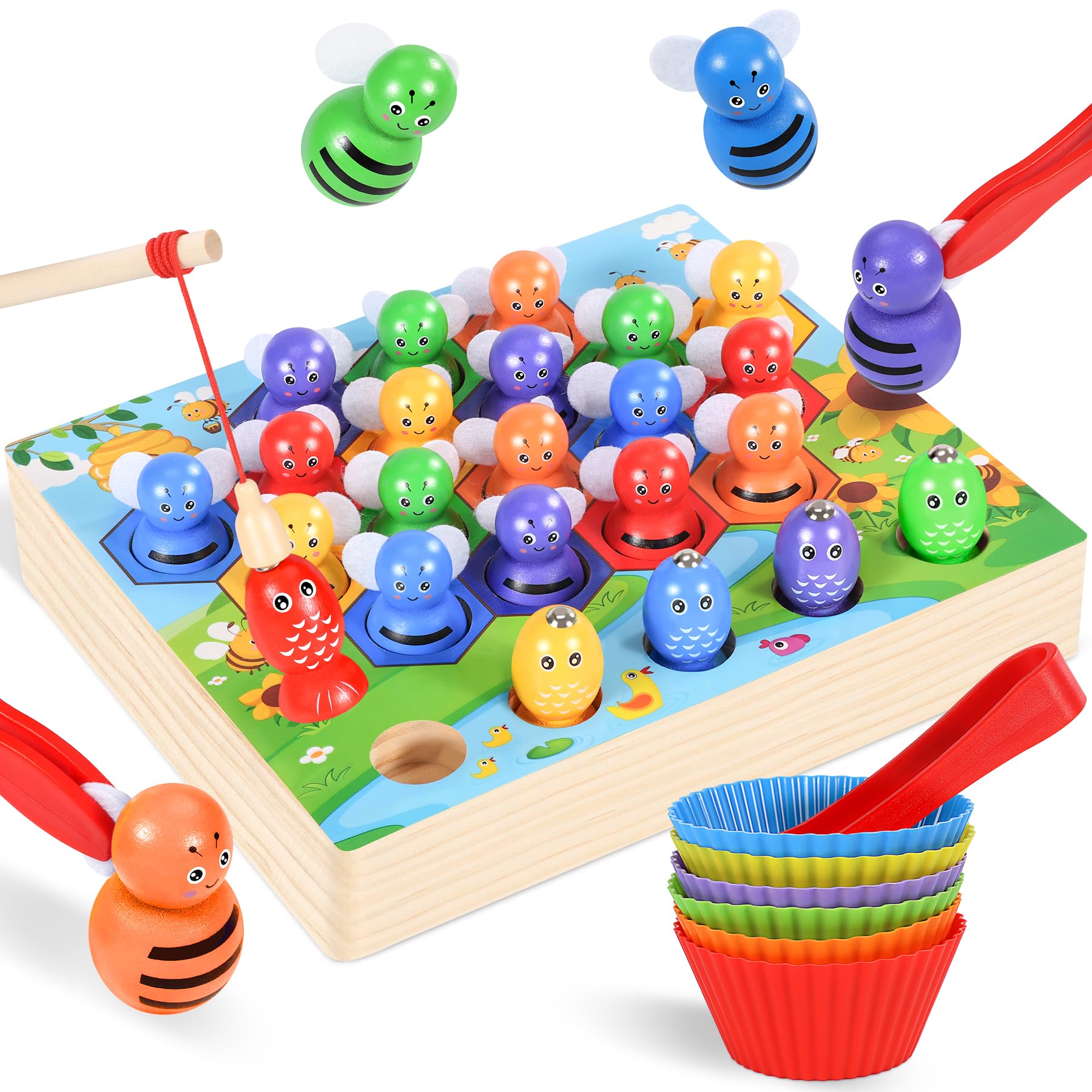 Giochi Montessori 2-5 Anni - Giocattolo Legno Corrispondenza Colori