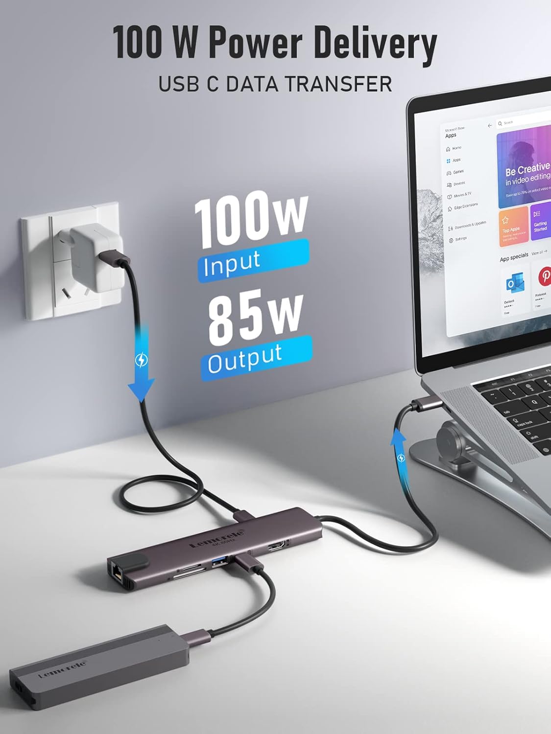 Lemorele Hub USB-C 11-in-1 Spazio Alluminio - immagine 6