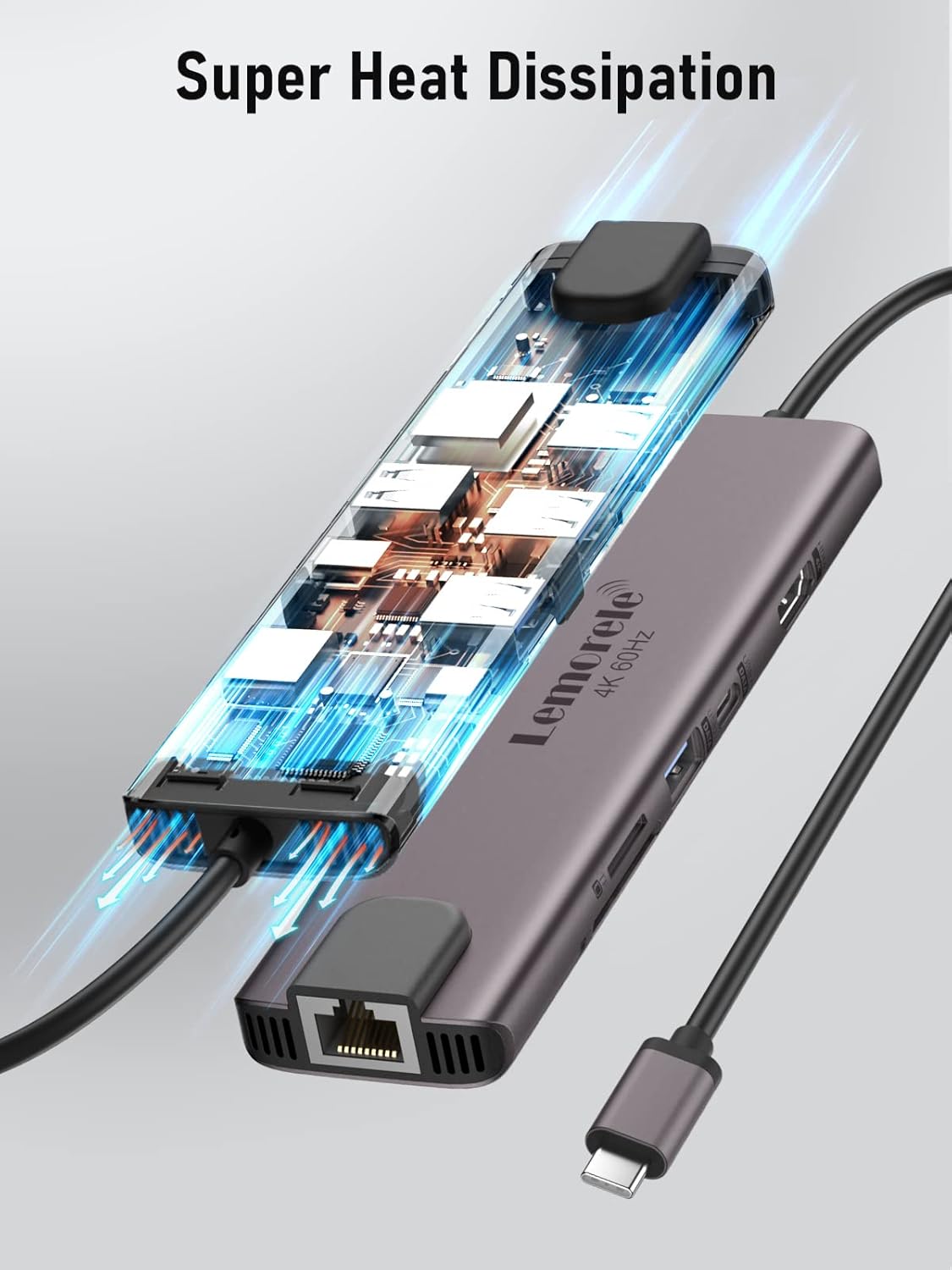 Lemorele Hub USB-C 11-in-1 Spazio Alluminio - immagine 7