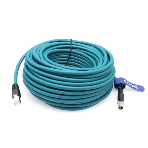 Eonvic Cavo Ethernet M12 X-Type a RJ45 Cat-7e 25m, Blu