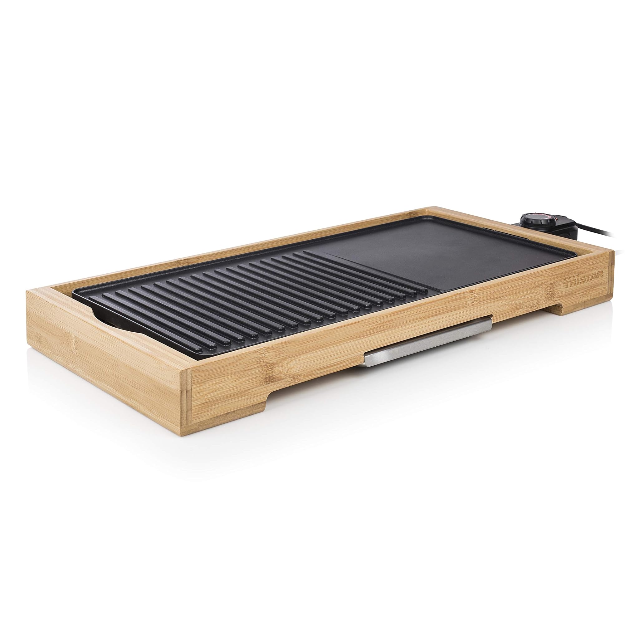 Tristar Piastra Elettrica bambù XL BP-2641 Grill, Bamboo, Nero