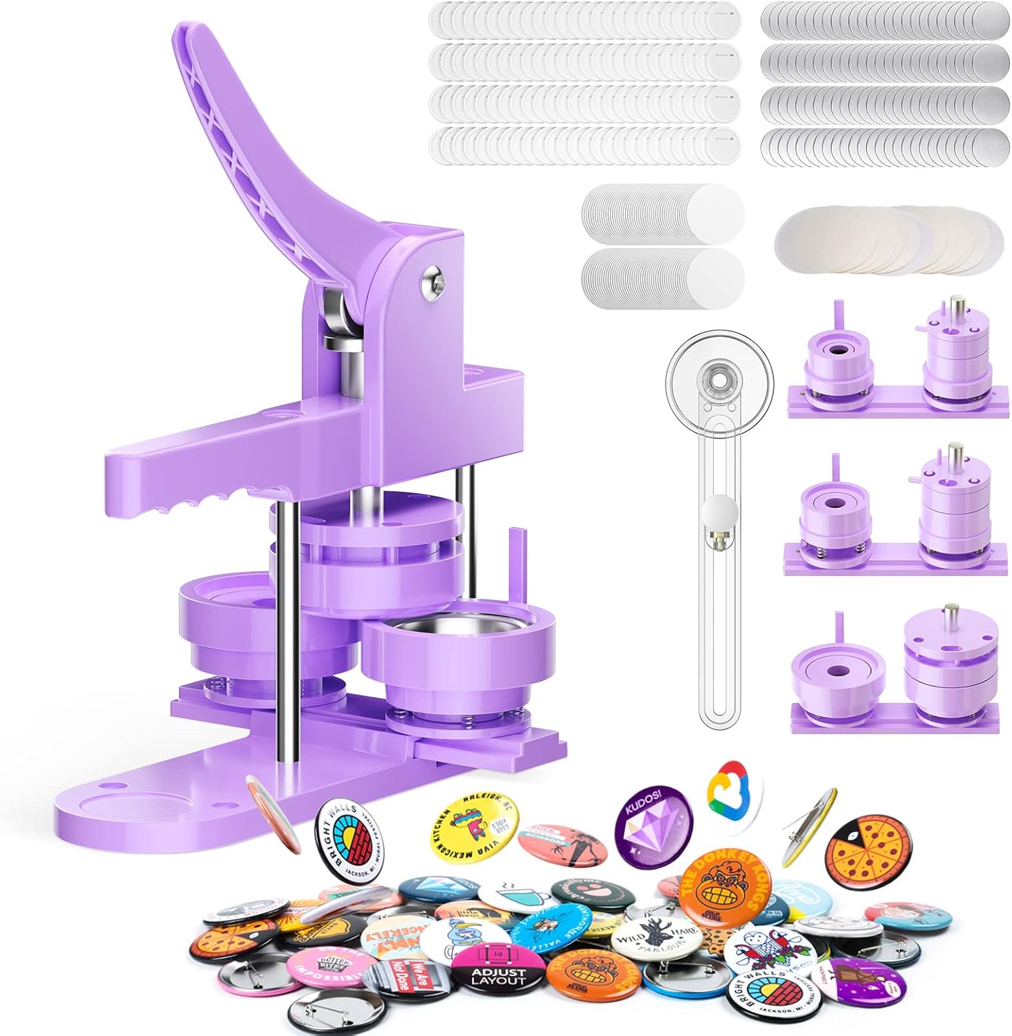 Zimiking Button Maker Badge Machine 25+32+58mm, Viola - immagine 1