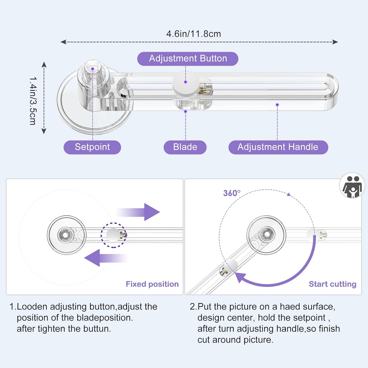 Zimiking Button Maker Badge Machine 25+32+58mm, Viola - immagine 4
